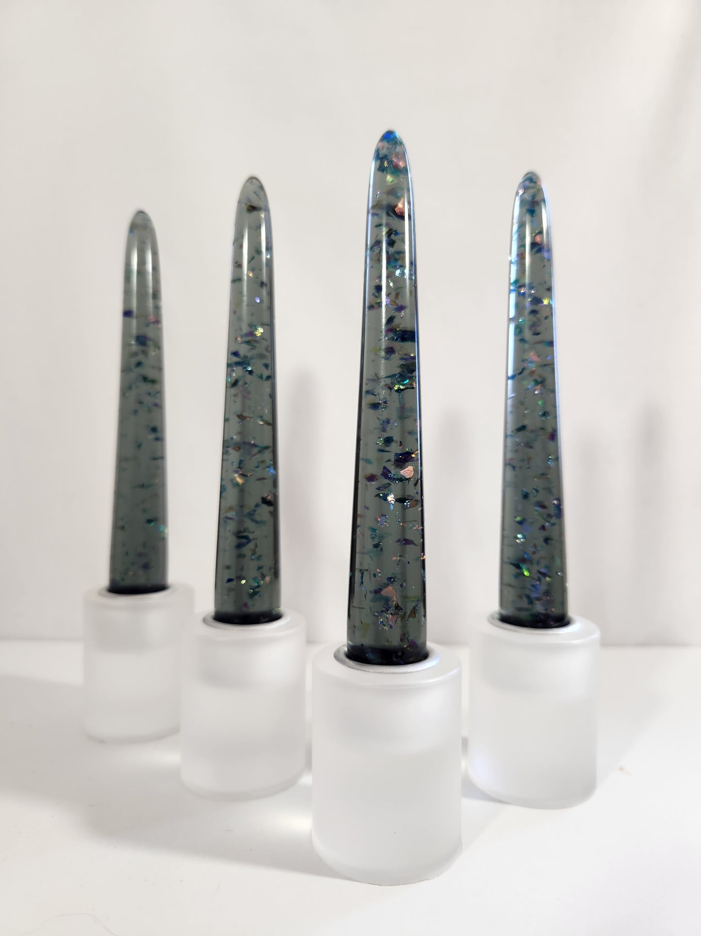 Sheer Tapered (resin) Candle Sticks - Assorted Colors - 6 Inch Length Pairs