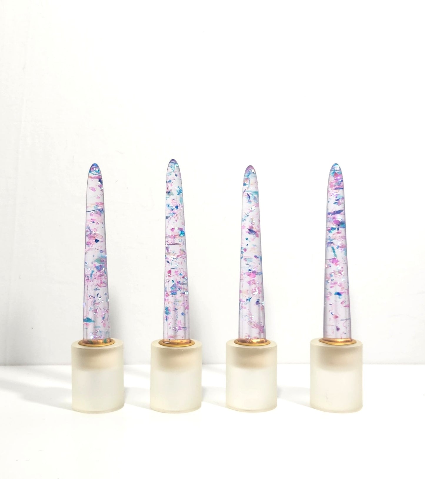Sheer Tapered (resin) Candle Sticks - Assorted Colors - 6 Inch Length Pairs