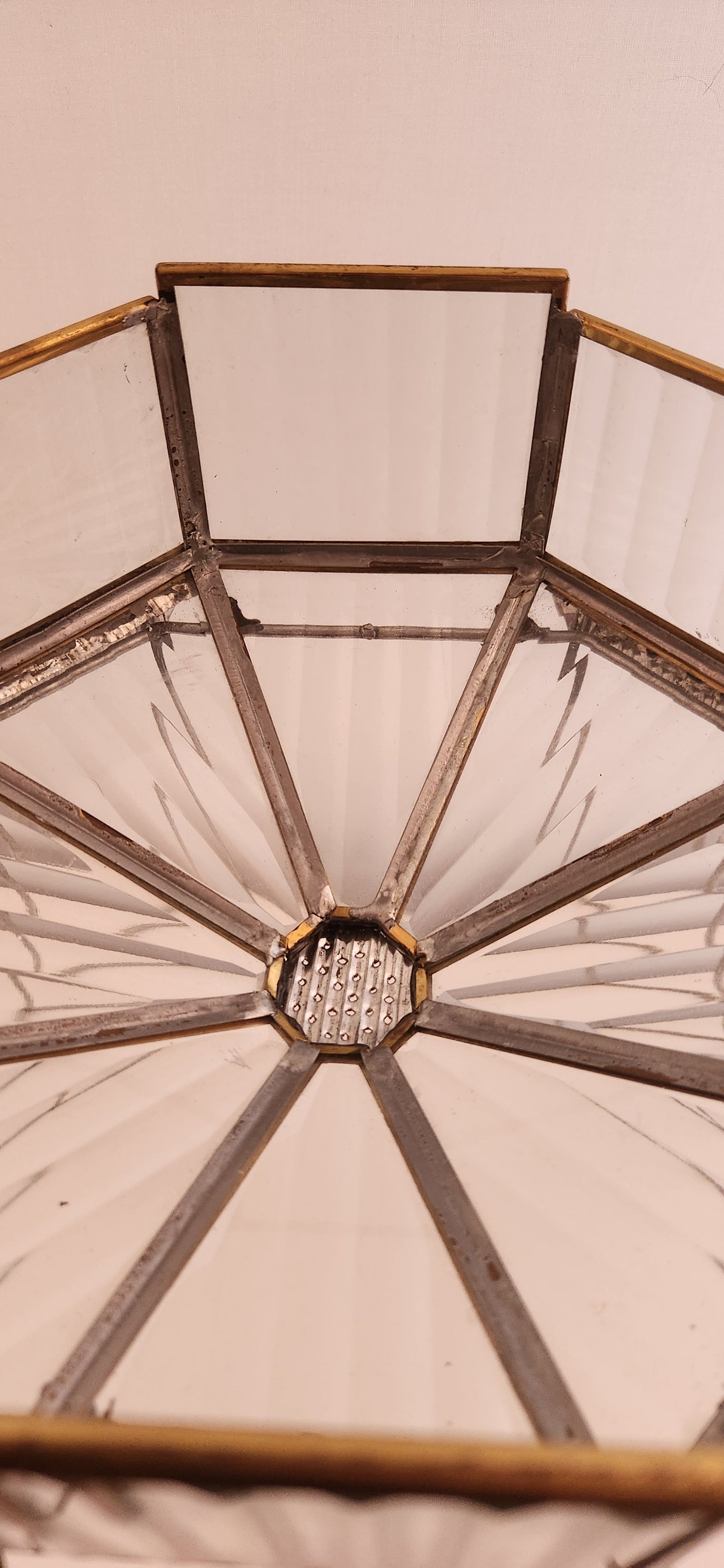 Art Deco Style Glass and Metal Repurposed Lamp Shade Planter