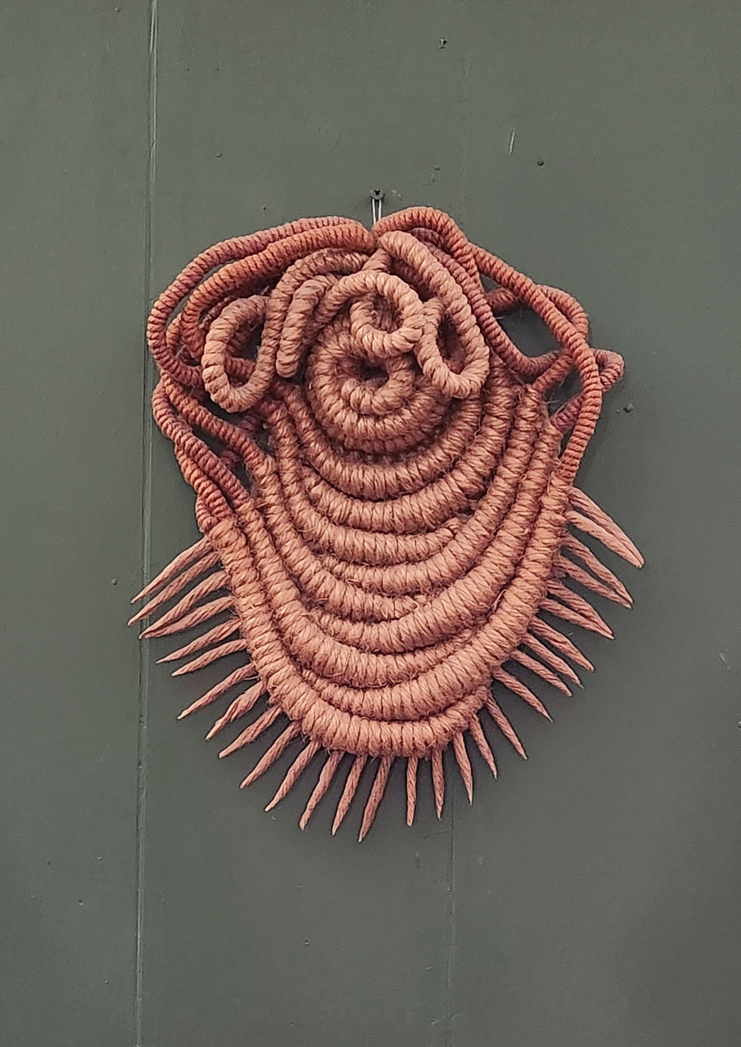 Handcrafted Jute Rope Fiber Art Abstract Wall Sculpture