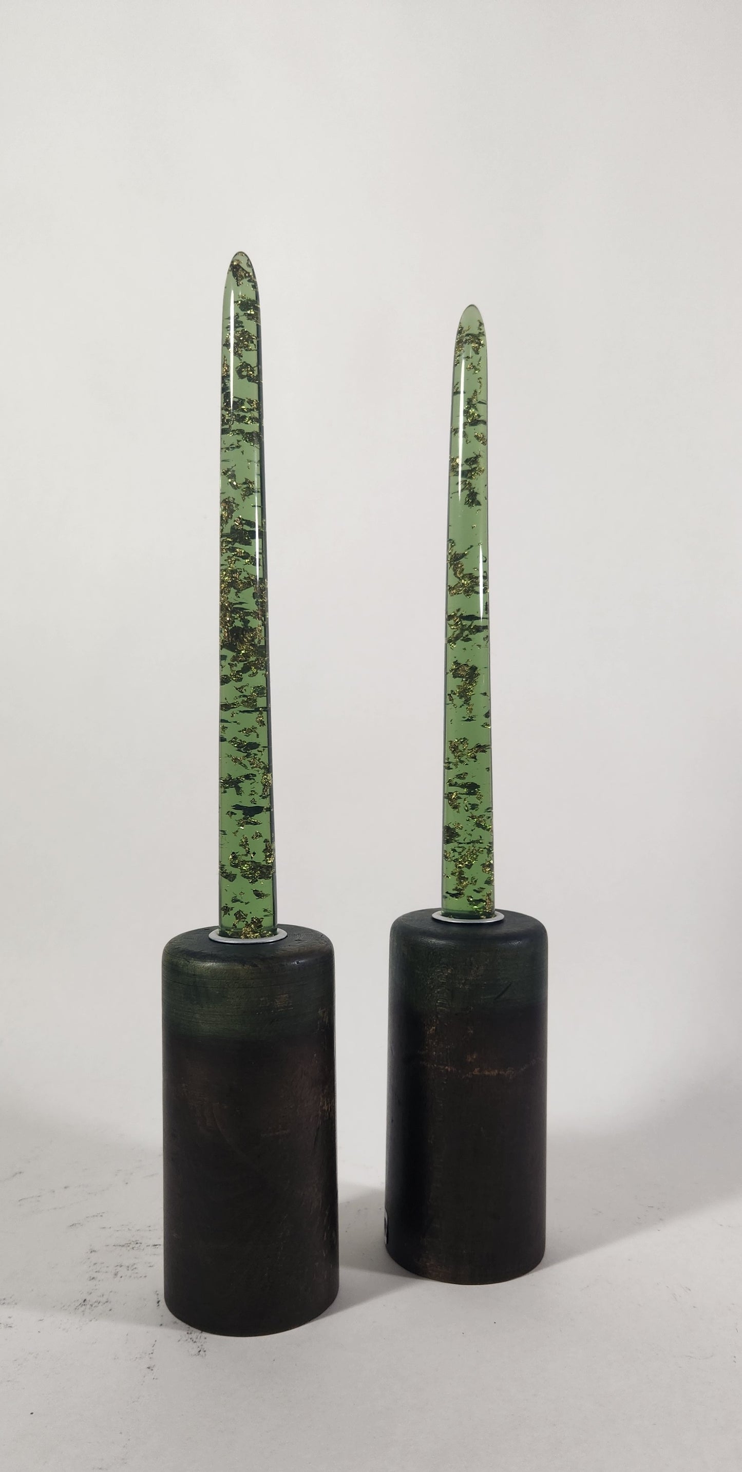 Chunky Gold Flake (resin) Candle Sticks - Assorted Colors - 10 Inch Length Pairs