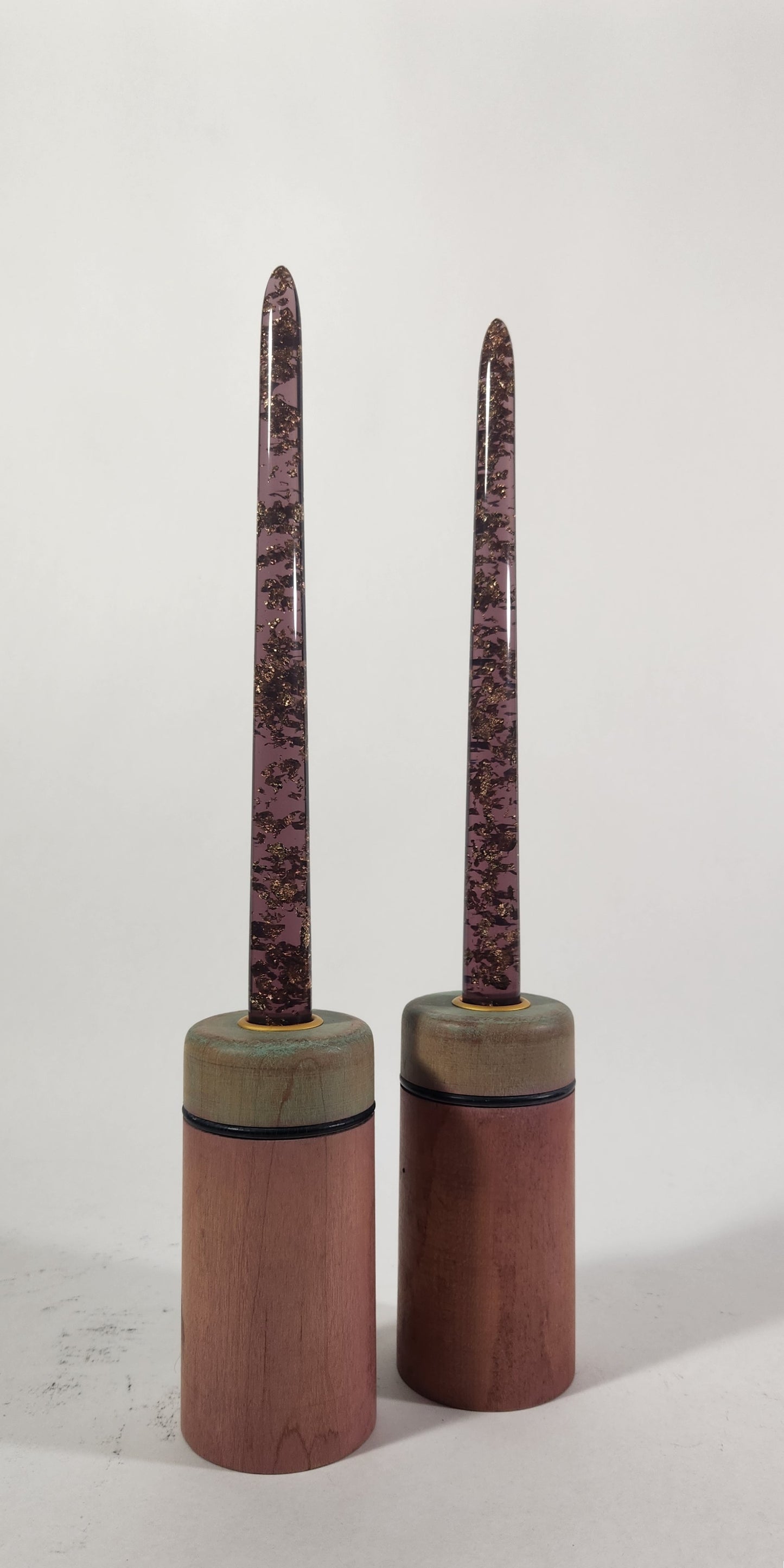 Chunky Gold Flake (resin) Candle Sticks - Assorted Colors - 10 Inch Length Pairs