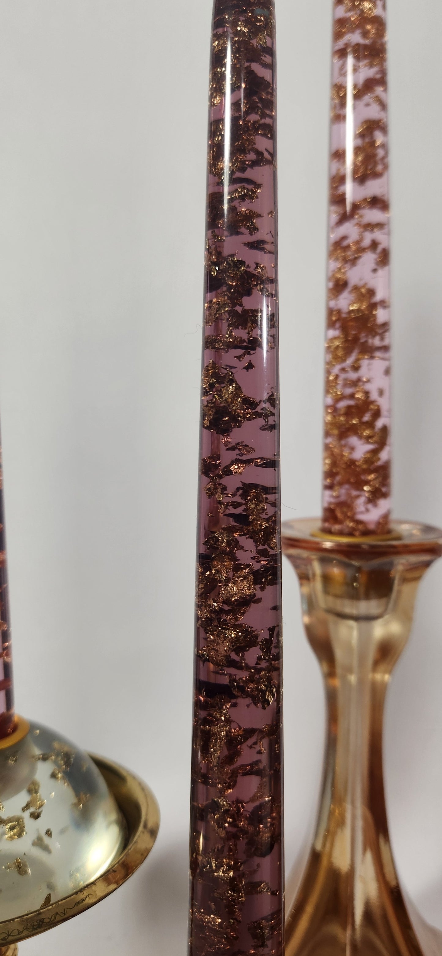 Chunky Gold Flake (resin) Candle Sticks - Assorted Colors - 10 Inch Length Pairs