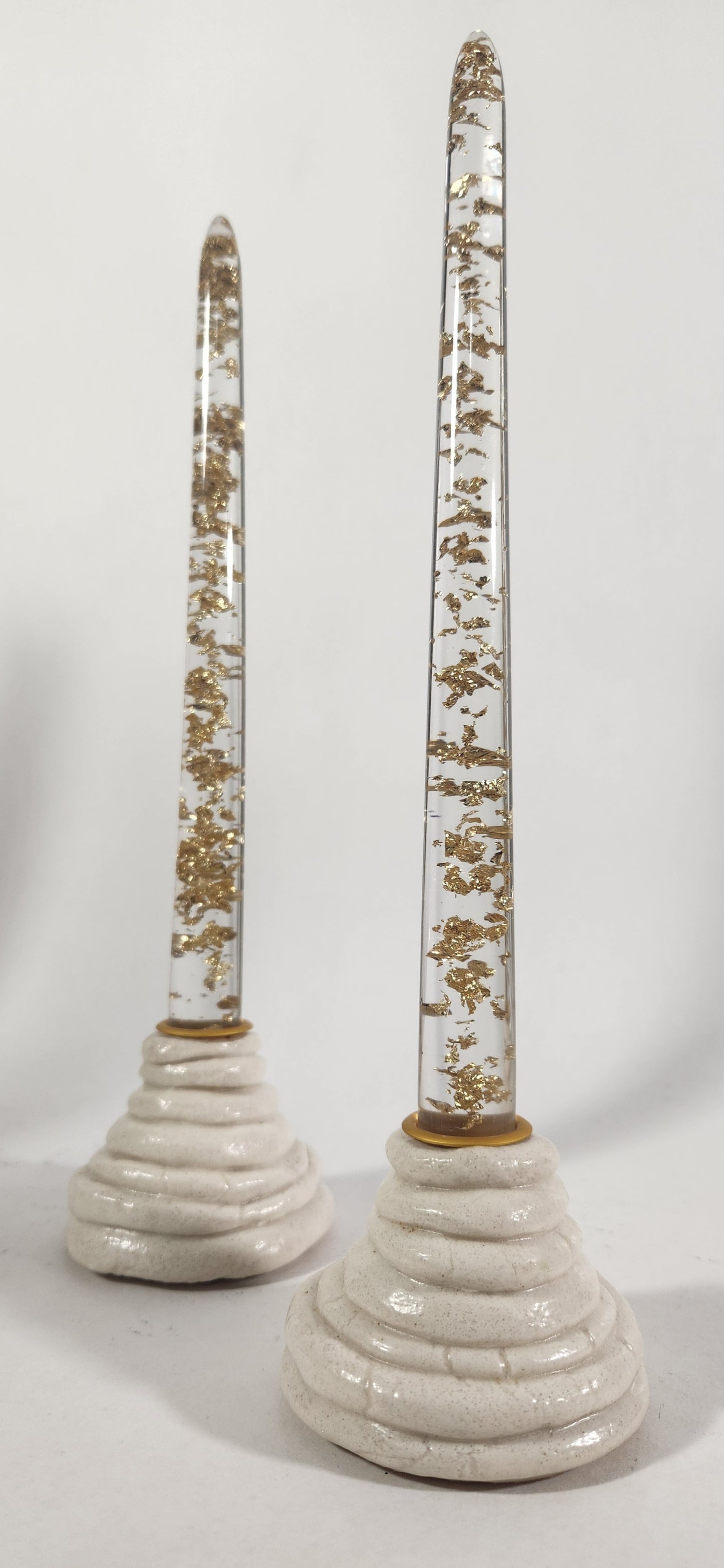Chunky Gold Flake (resin) Candle Sticks - Assorted Colors - 10 Inch Length Pairs