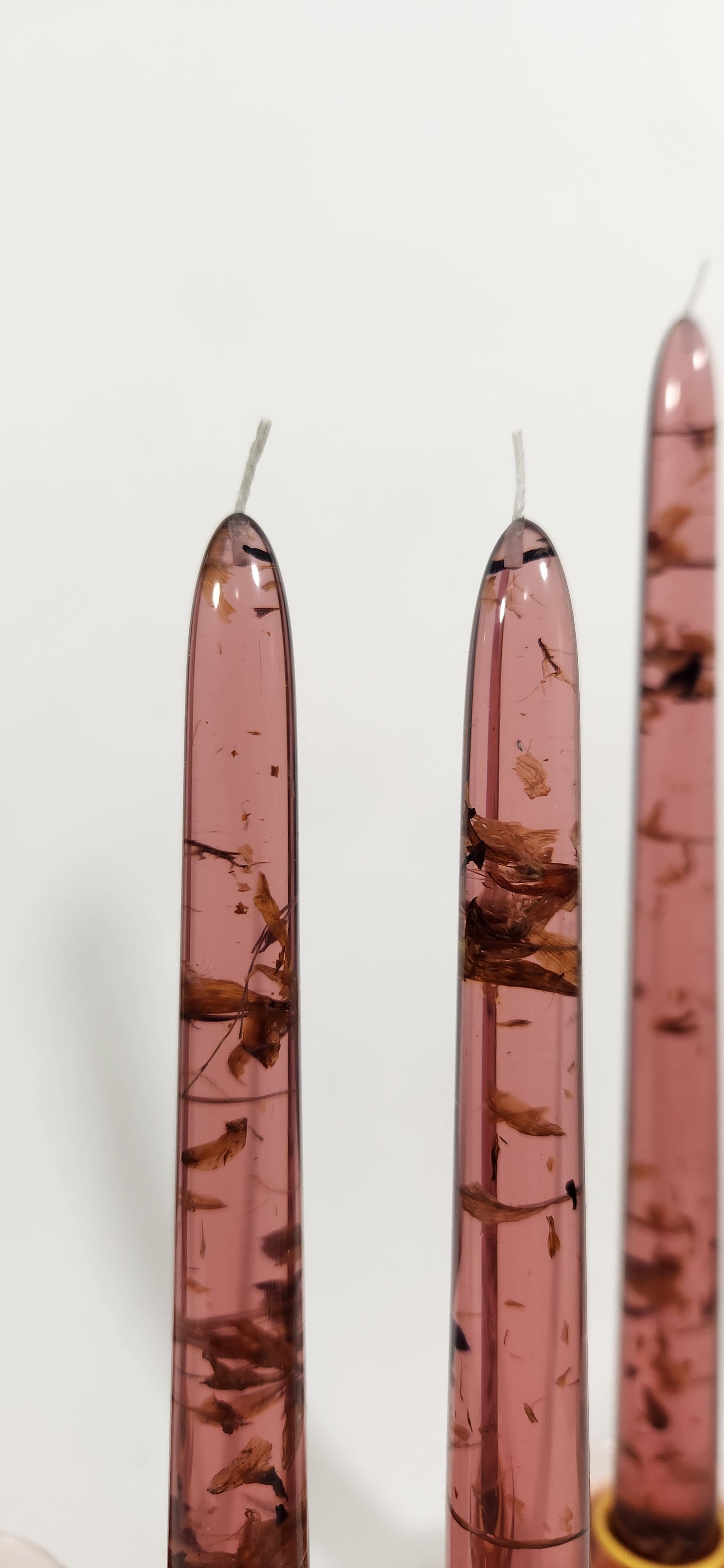 Dried Flower (resin) Candle Sticks with Wicks - Assorted Colors - 10 Inch Length Pairs