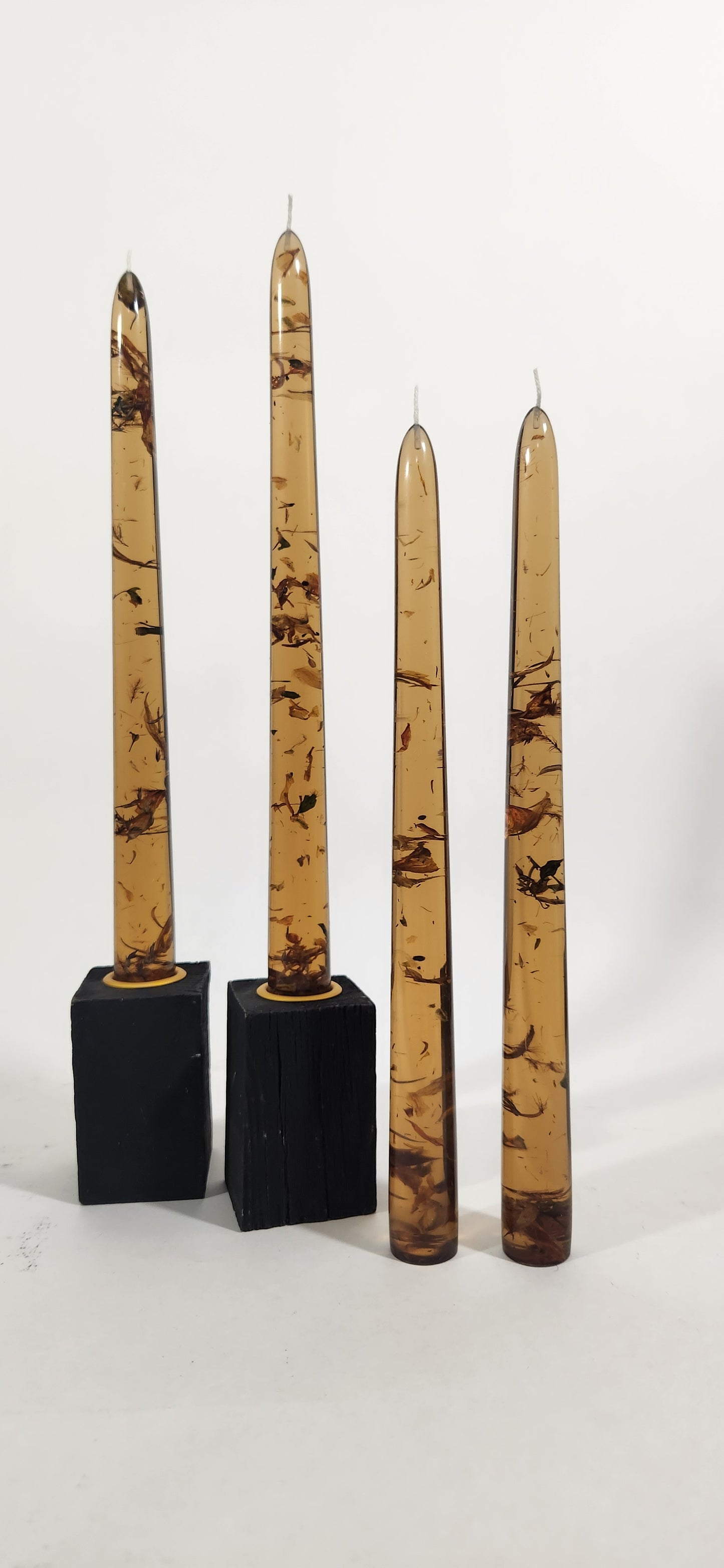 Dried Flower (resin) Candle Sticks with Wicks - Assorted Colors - 10 Inch Length Pairs