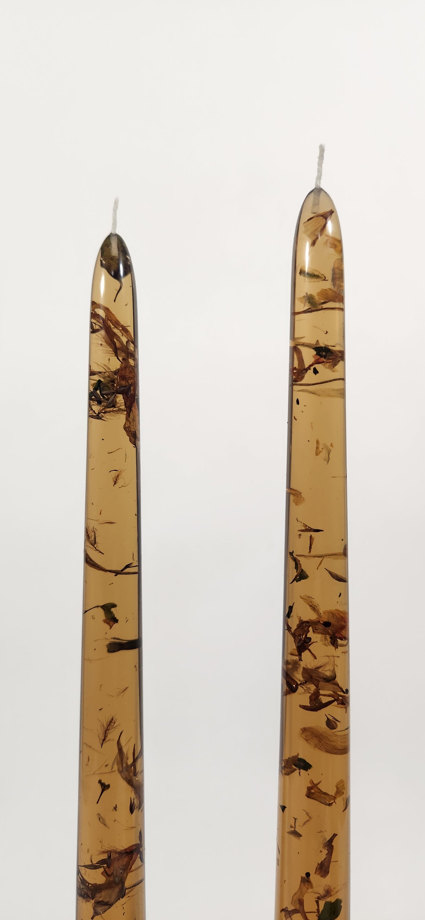 Dried Flower (resin) Candle Sticks with Wicks - Assorted Colors - 10 Inch Length Pairs