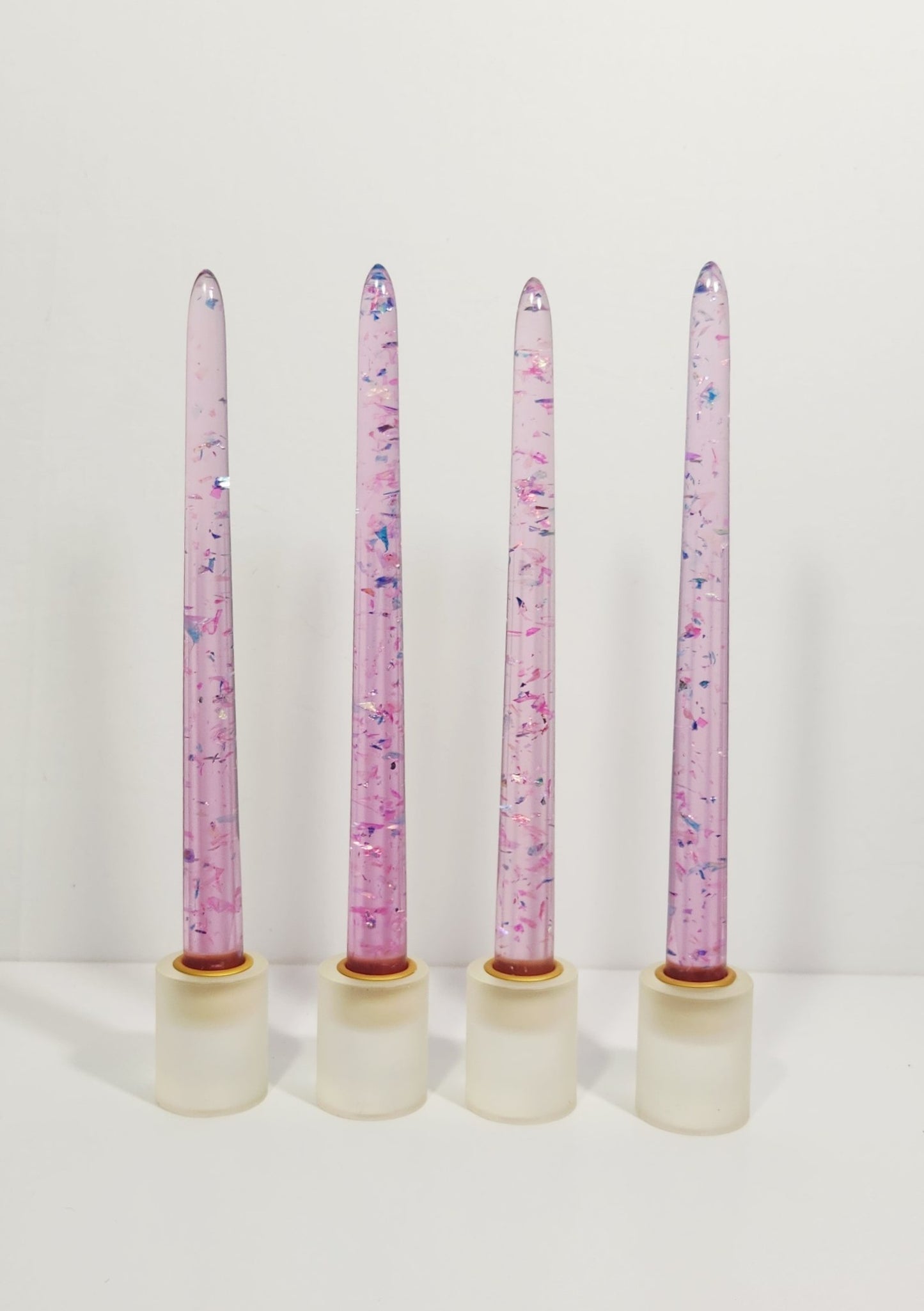 Sheer Tapered Iridescent (resin) Candle Sticks - Assorted Colors - 10 Inch Length Pairs