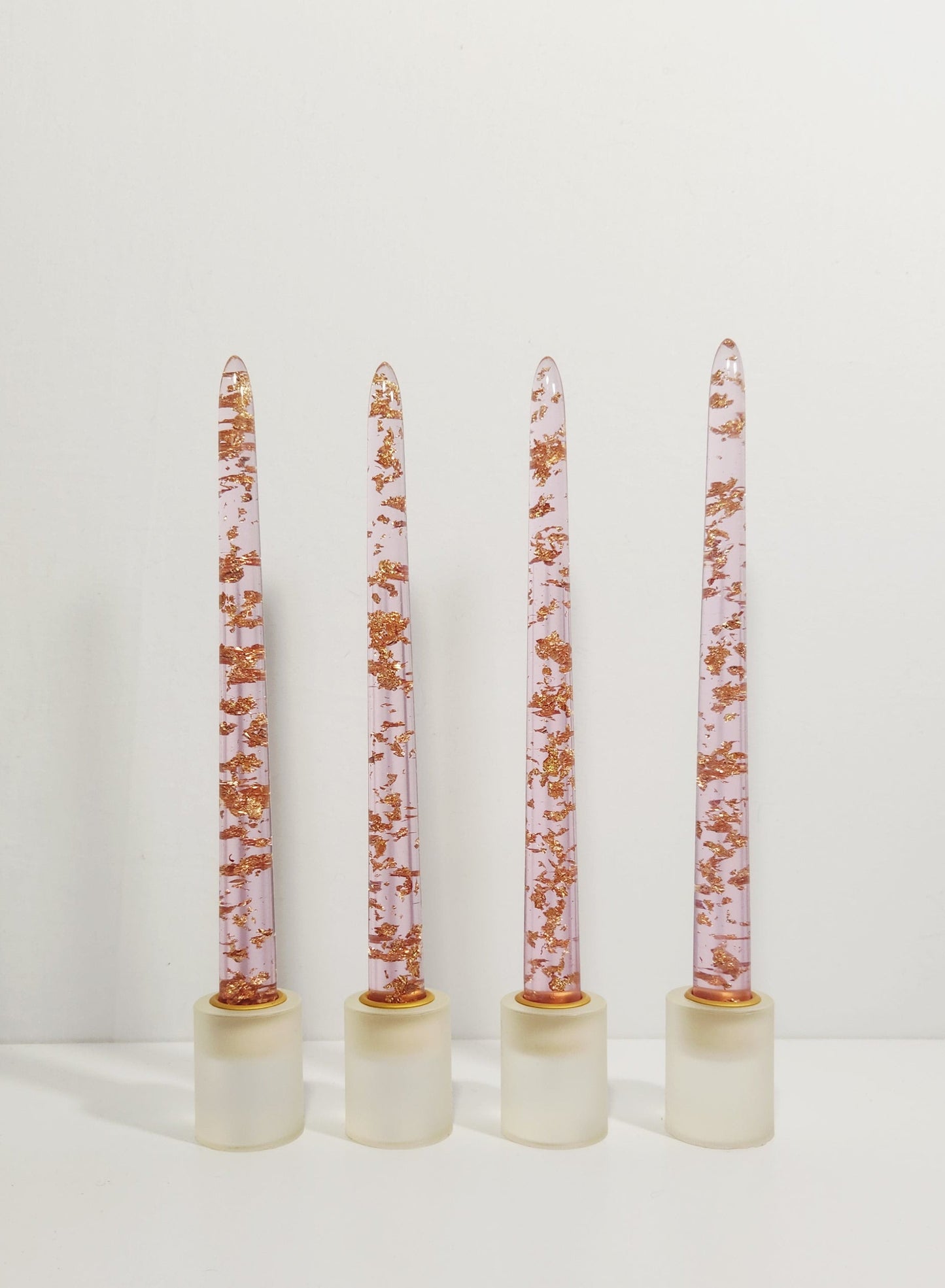 Chunky Gold Flake (resin) Candle Sticks - Assorted Colors - 10 Inch Length Pairs