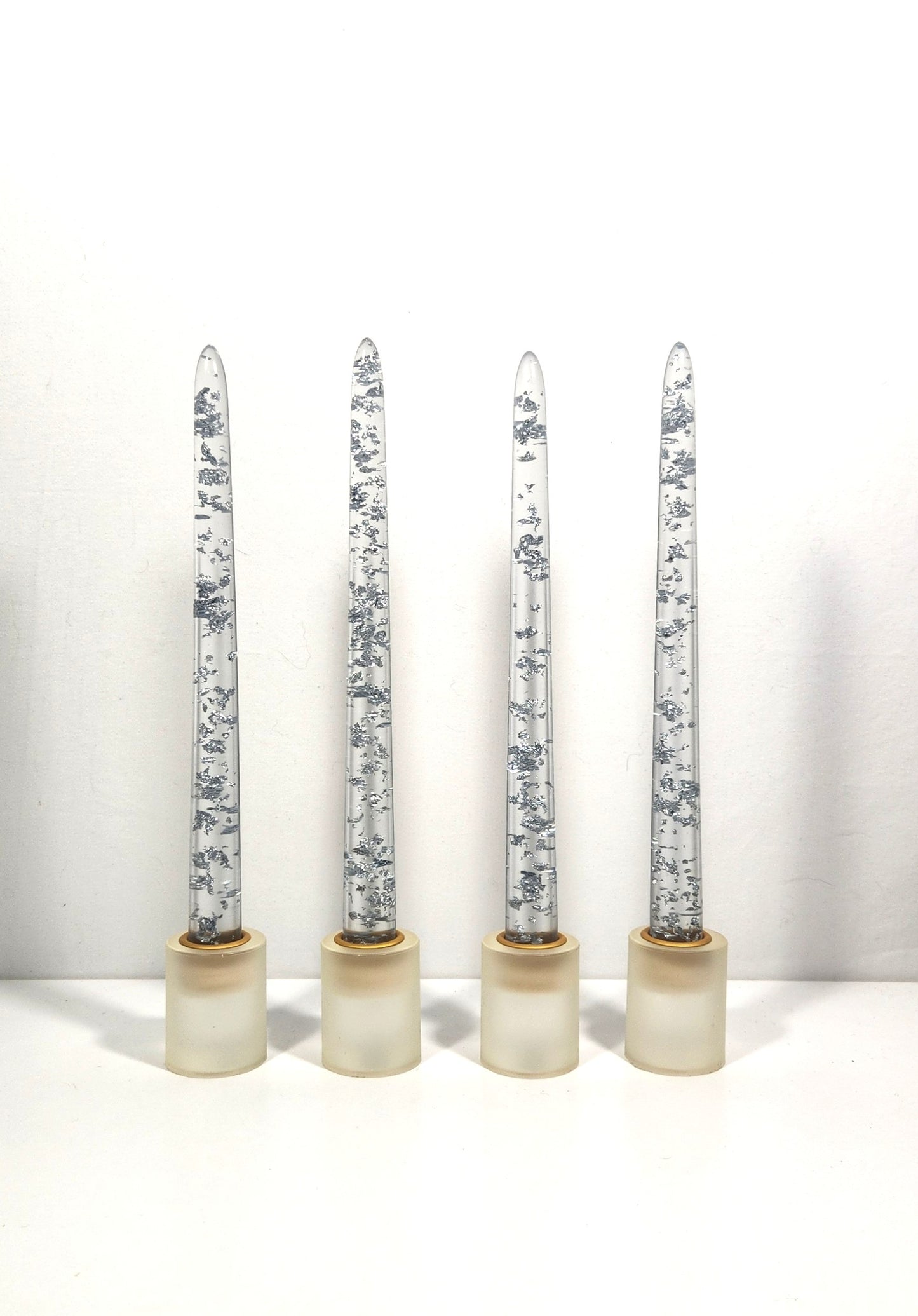 Sheer Tapered Iridescent (resin) Candle Sticks - Assorted Colors - 10 Inch Length Pairs