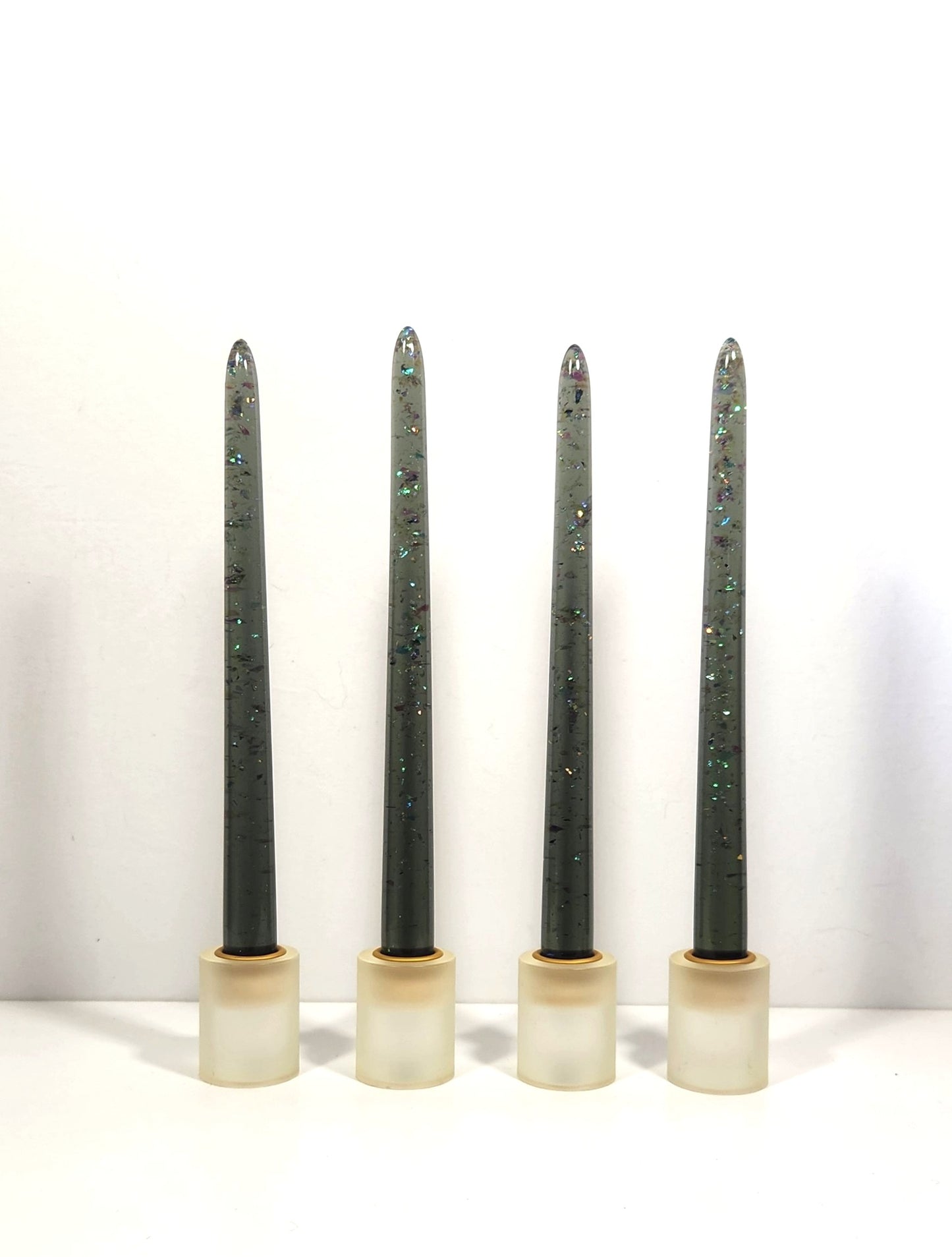Sheer Tapered Iridescent (resin) Candle Sticks - Assorted Colors - 10 Inch Length Pairs