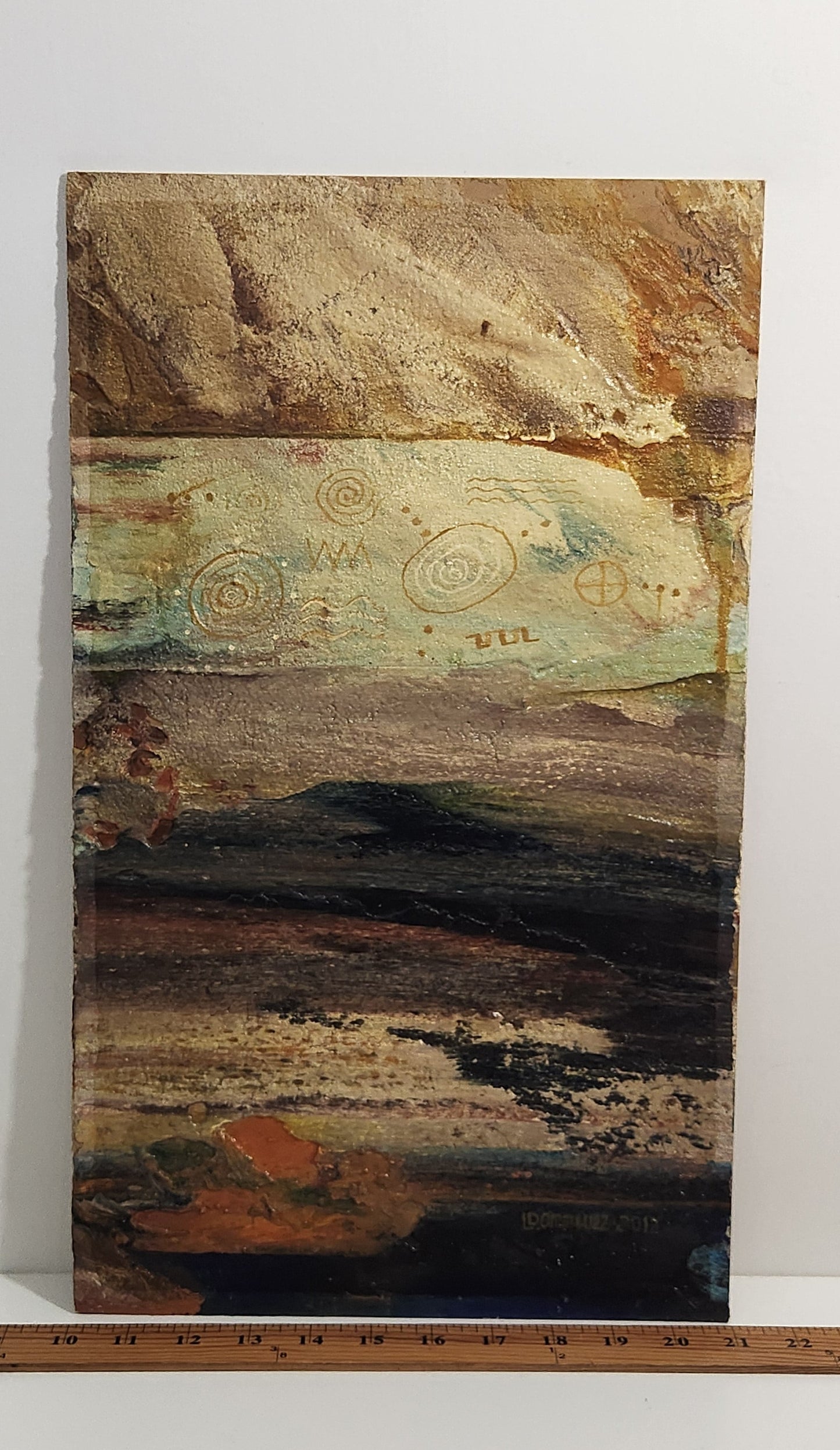Textured Mixed Media Abstract Beach Scene