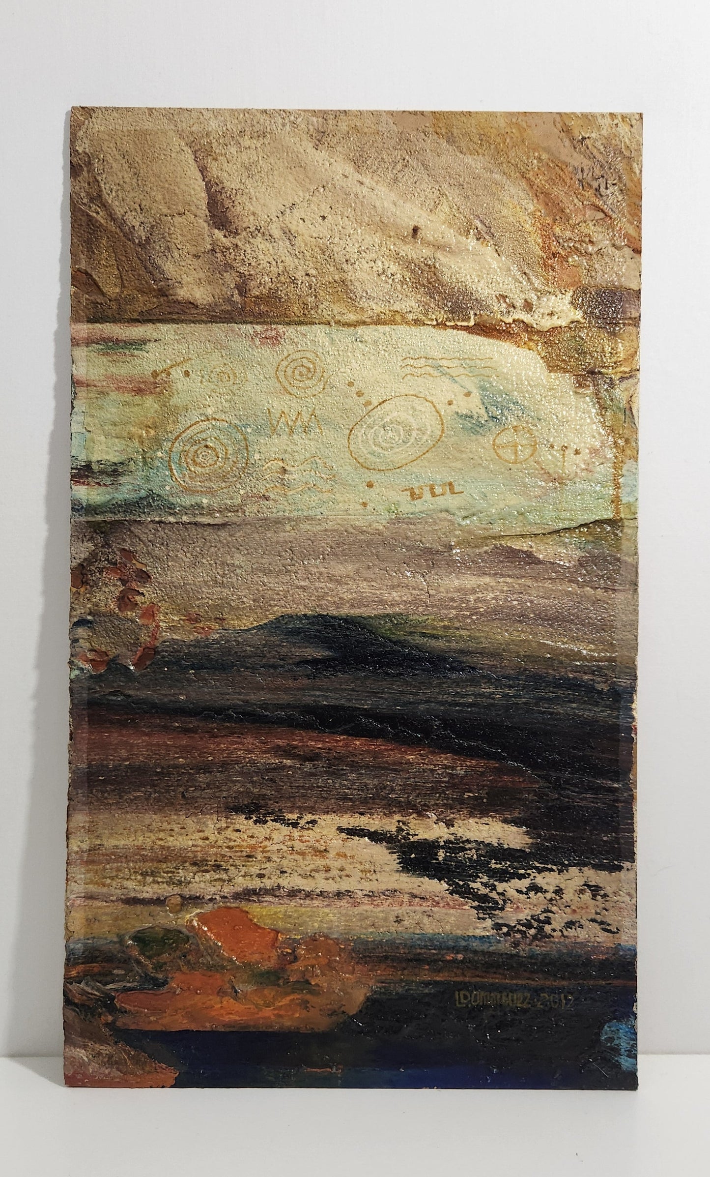 Textured Mixed Media Abstract Beach Scene