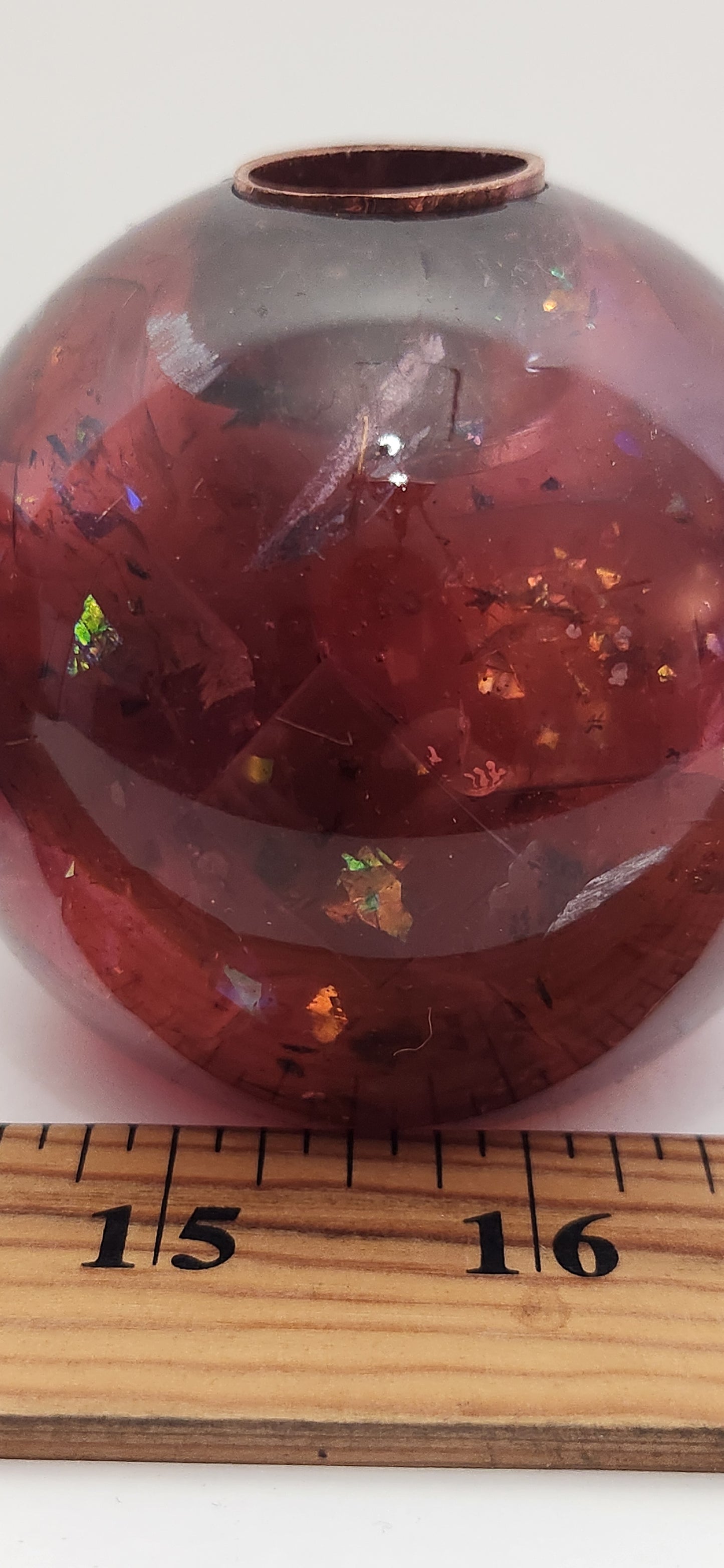Iridescent Burgundy-Mauve Chunk Orb Shaped Candle Holders, Pair