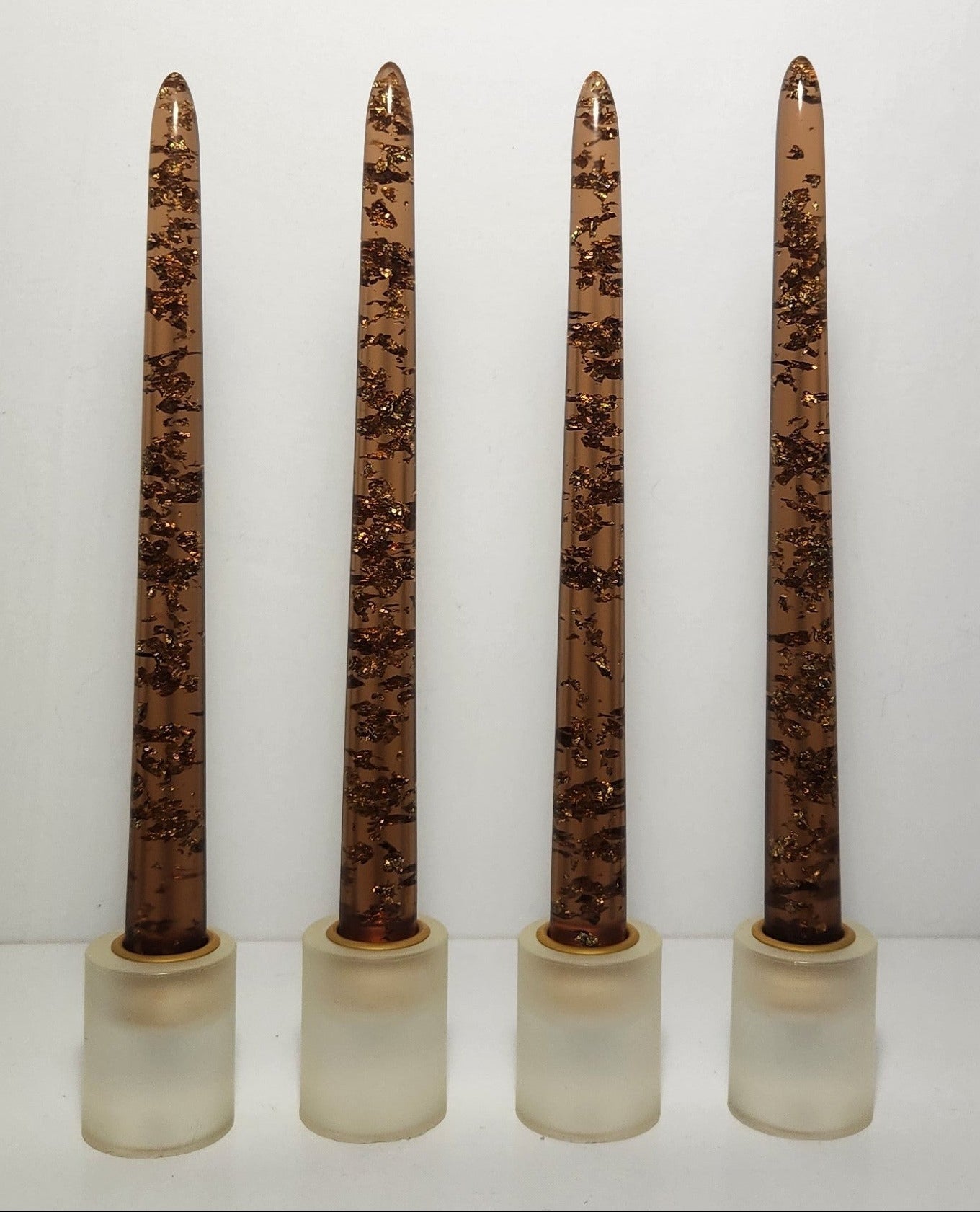 Chunky Gold Flake (resin) Candle Sticks - Assorted Colors - 10 Inch Length Pairs
