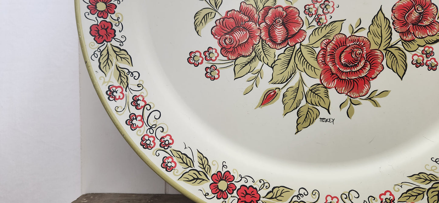 Vintage Maxey Floral Round Serving Tray