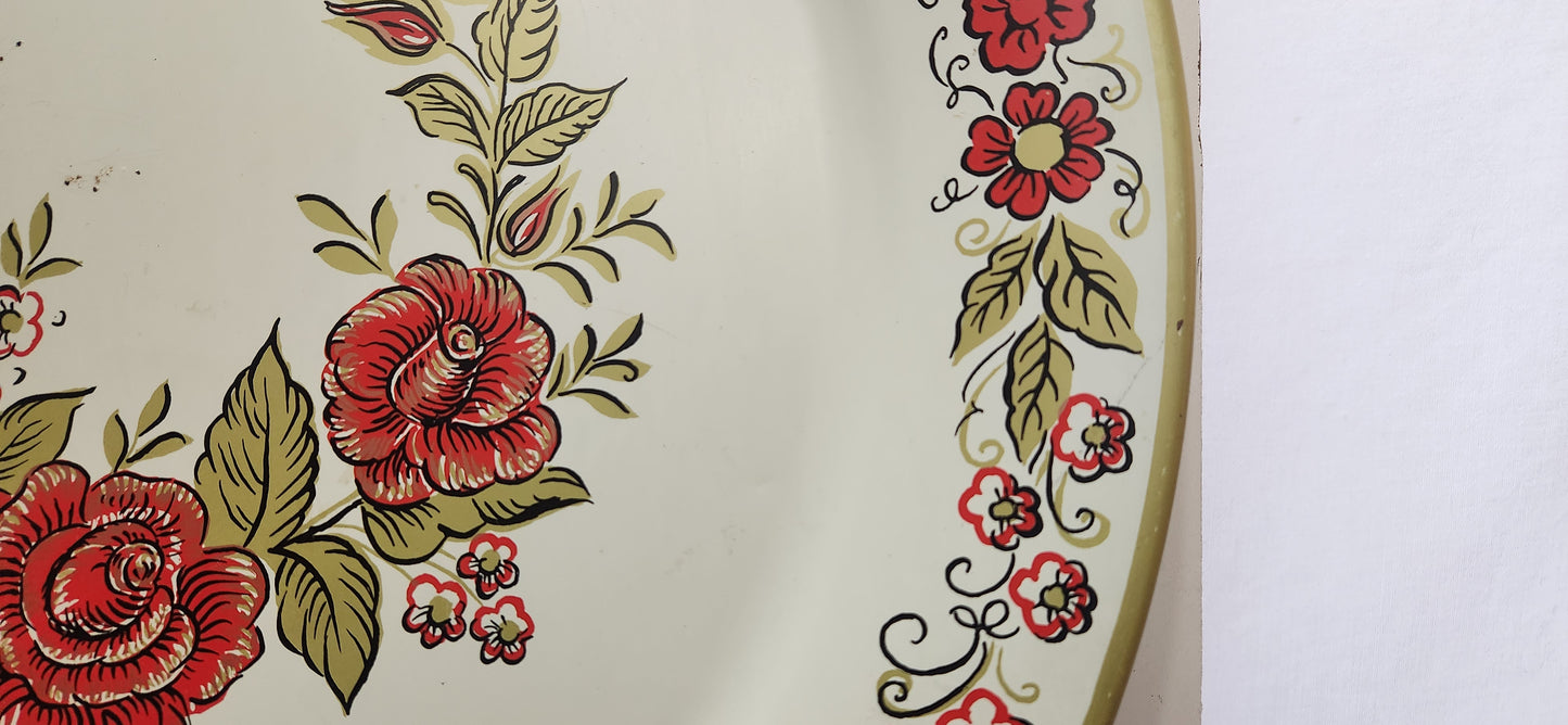 Vintage Maxey Floral Round Serving Tray