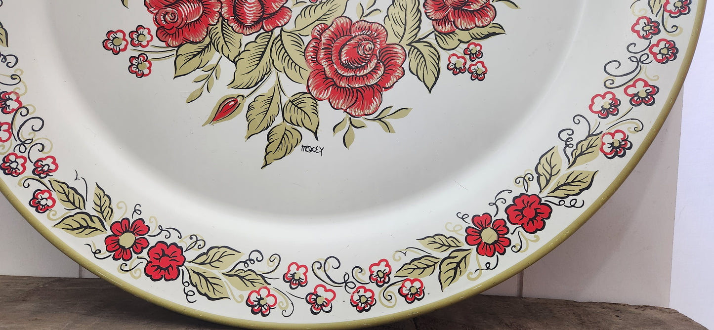 Vintage Maxey Floral Round Serving Tray