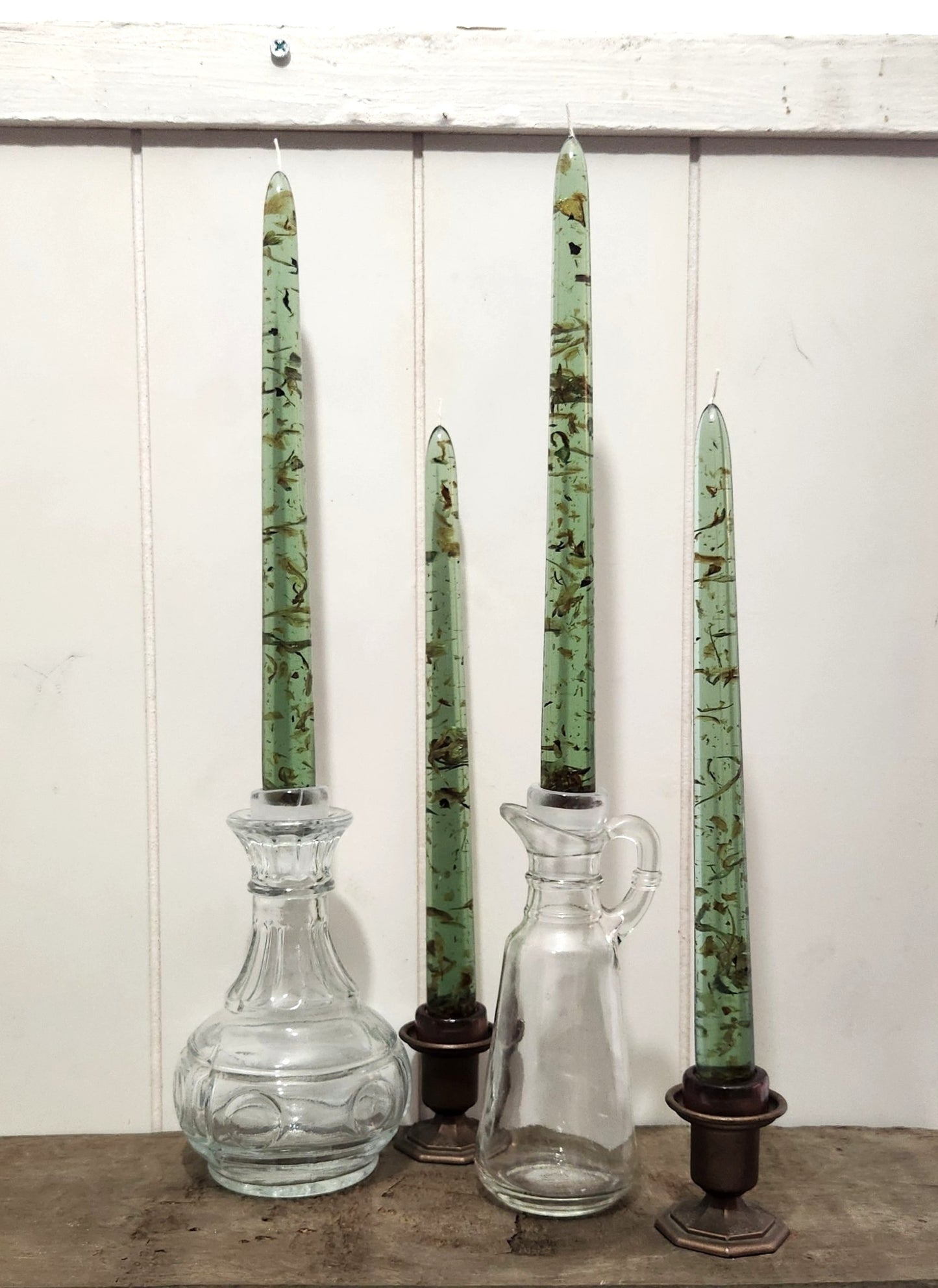 Dried Flower (resin) Candle Sticks with Wicks - Assorted Colors - 10 Inch Length Pairs