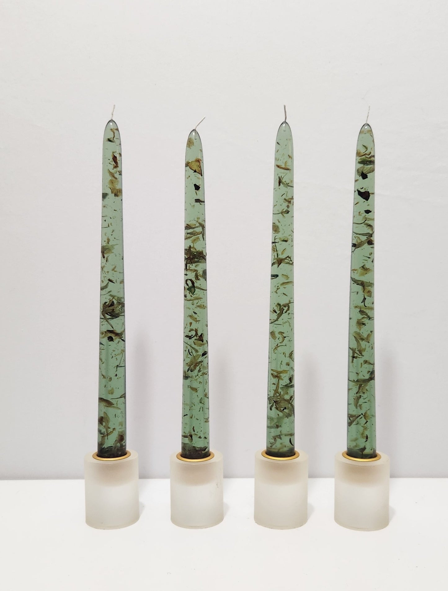 Dried Flower (resin) Candle Sticks with Wicks - Assorted Colors - 10 Inch Length Pairs