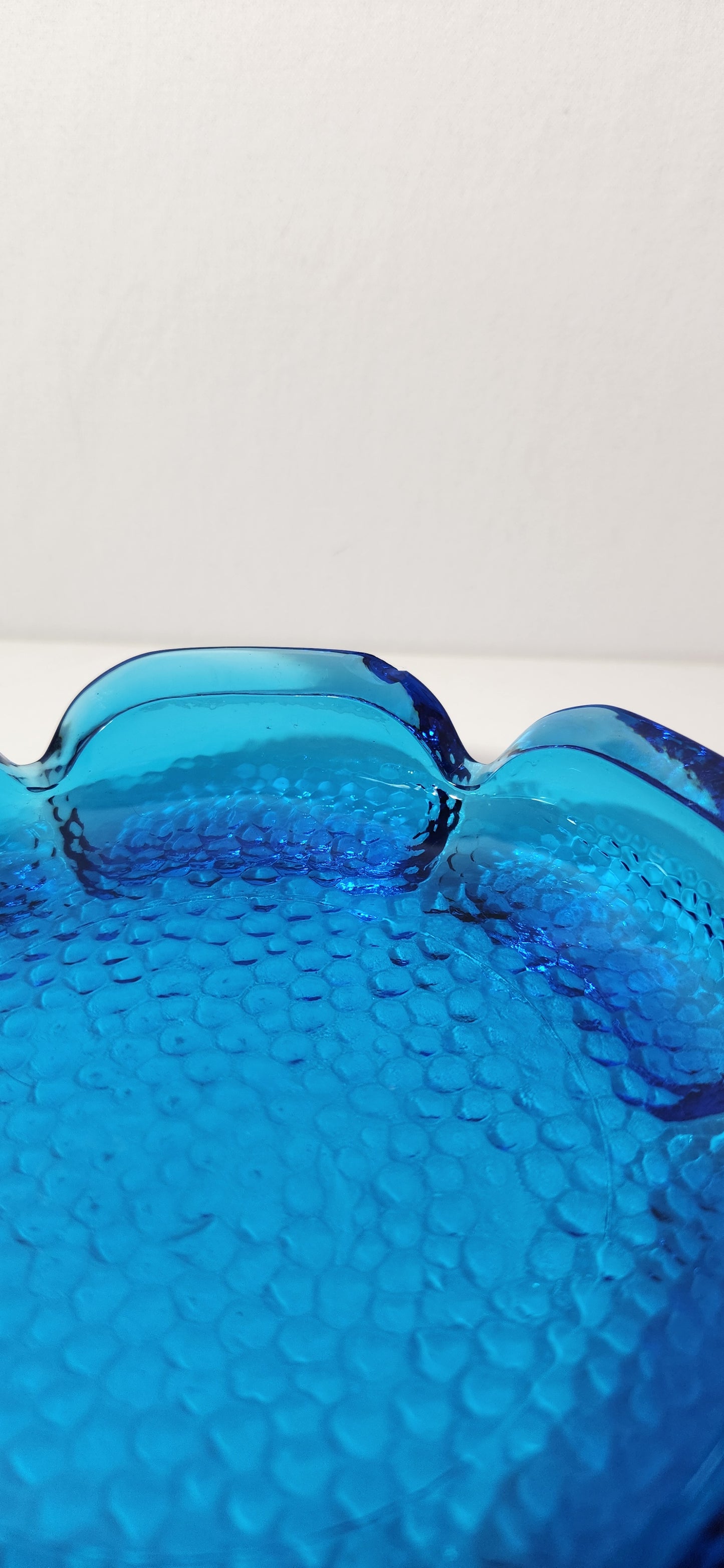 Vintage Laser Blue Lotus Shaped Ashtray or Trinket Dish
