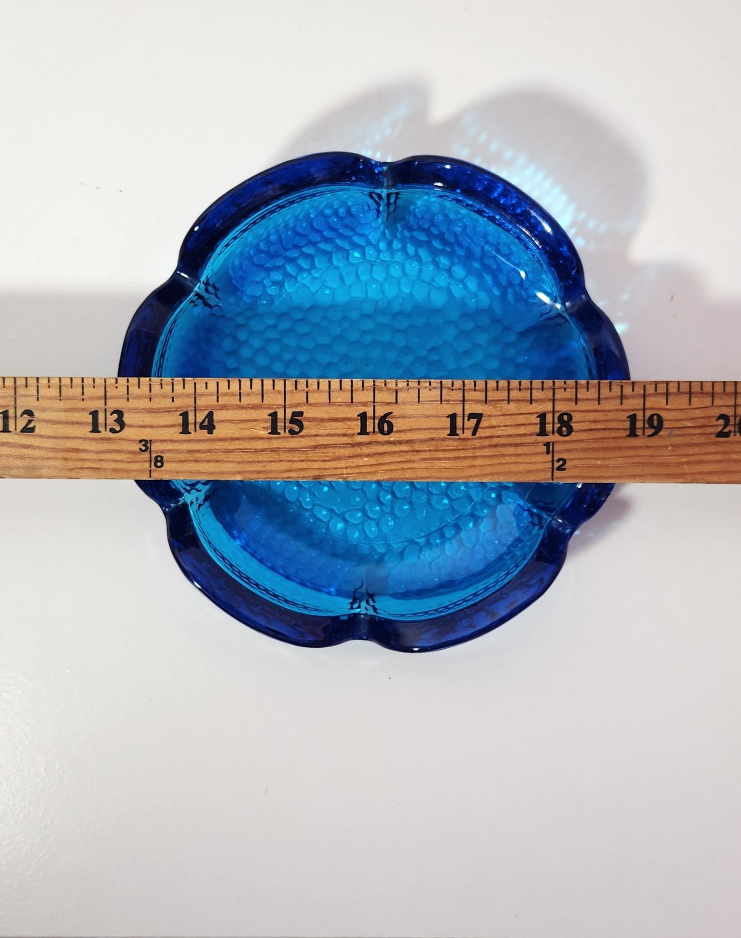 Vintage Laser Blue Lotus Shaped Ashtray or Trinket Dish