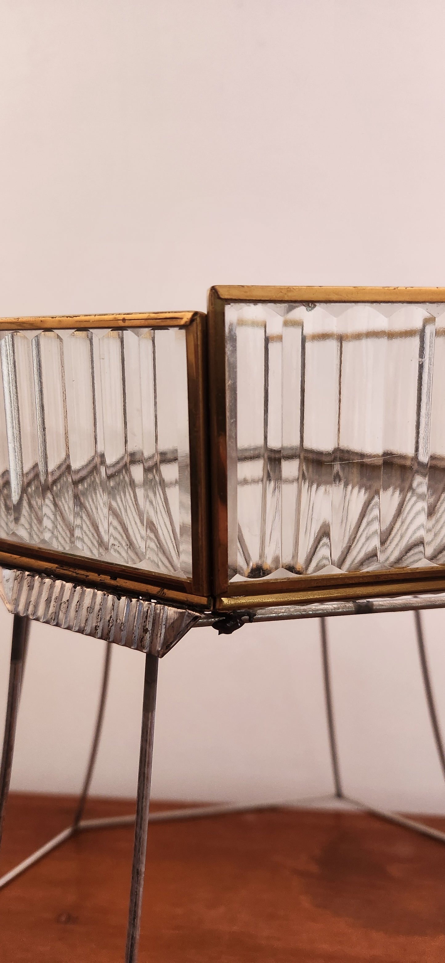 Art Deco Style Glass and Metal Repurposed Lamp Shade Planter