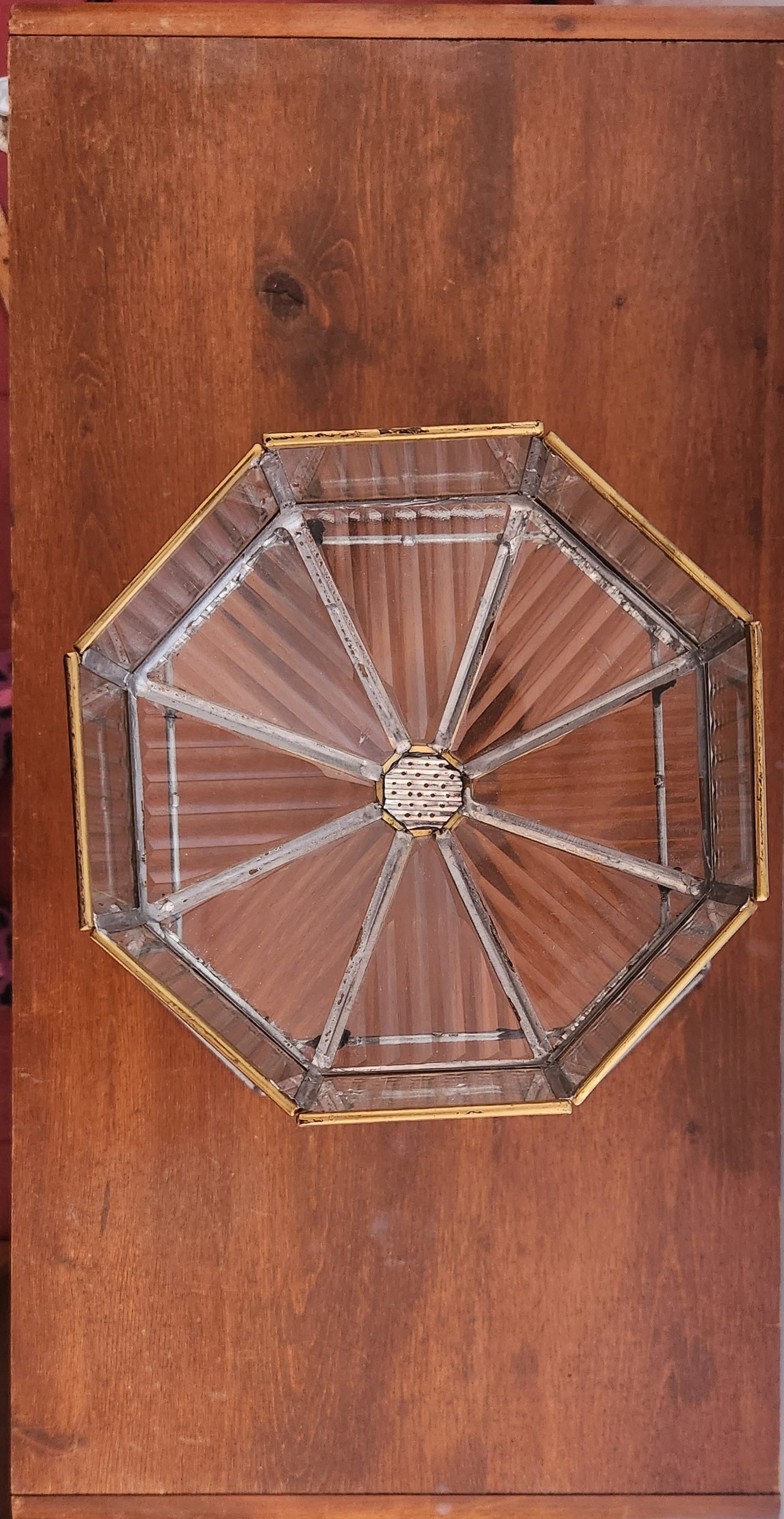 Art Deco Style Glass and Metal Repurposed Lamp Shade Planter
