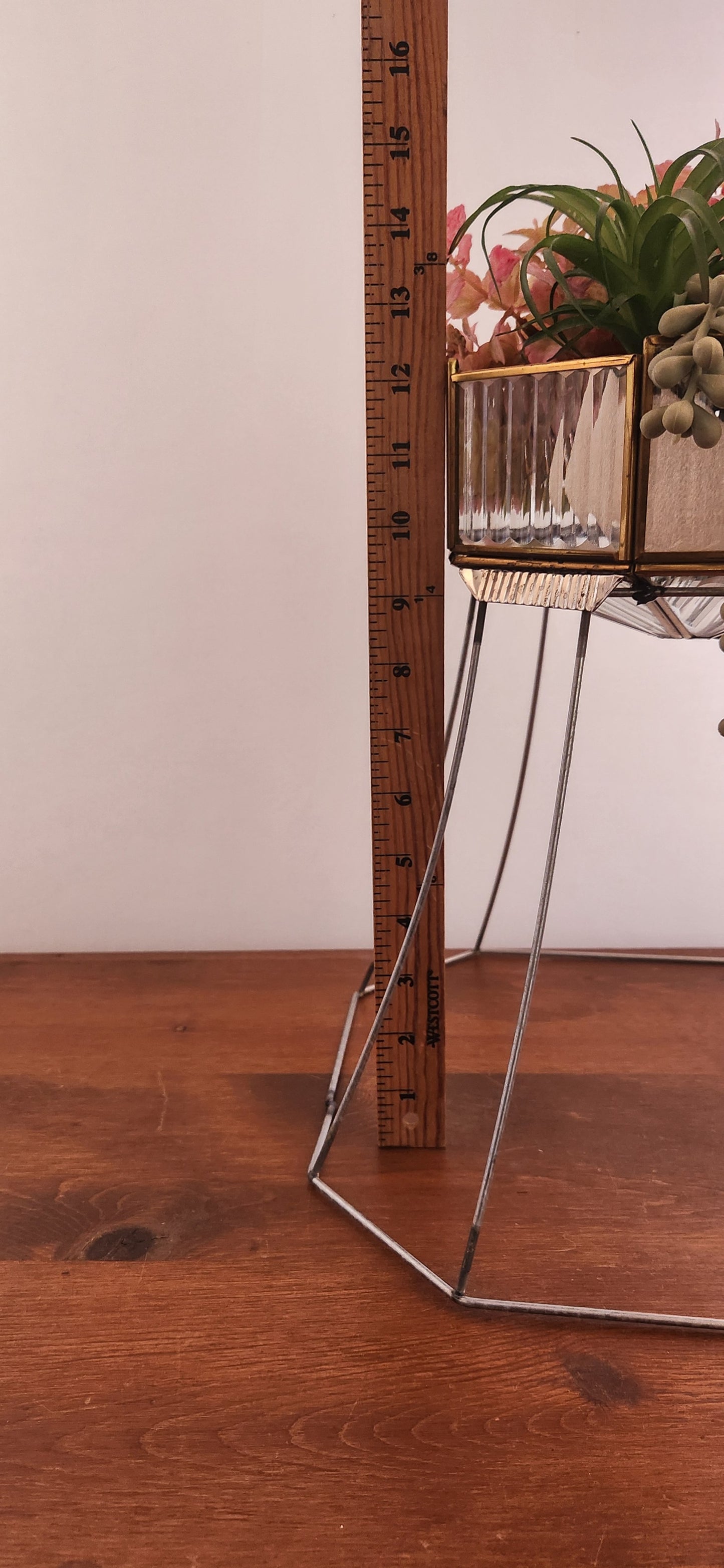 Art Deco Style Glass and Metal Repurposed Lamp Shade Planter