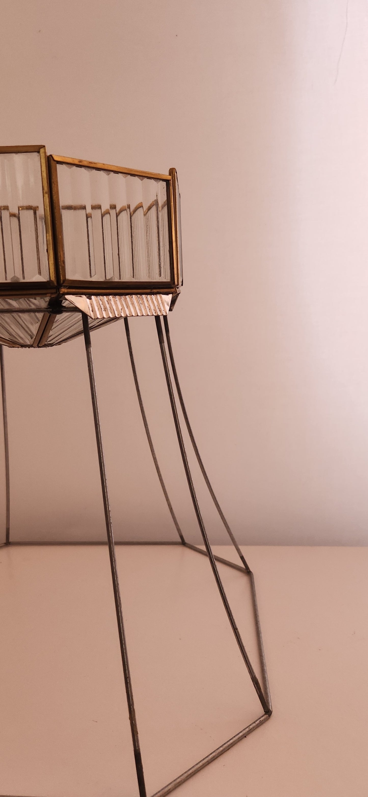 Art Deco Style Glass and Metal Repurposed Lamp Shade Planter