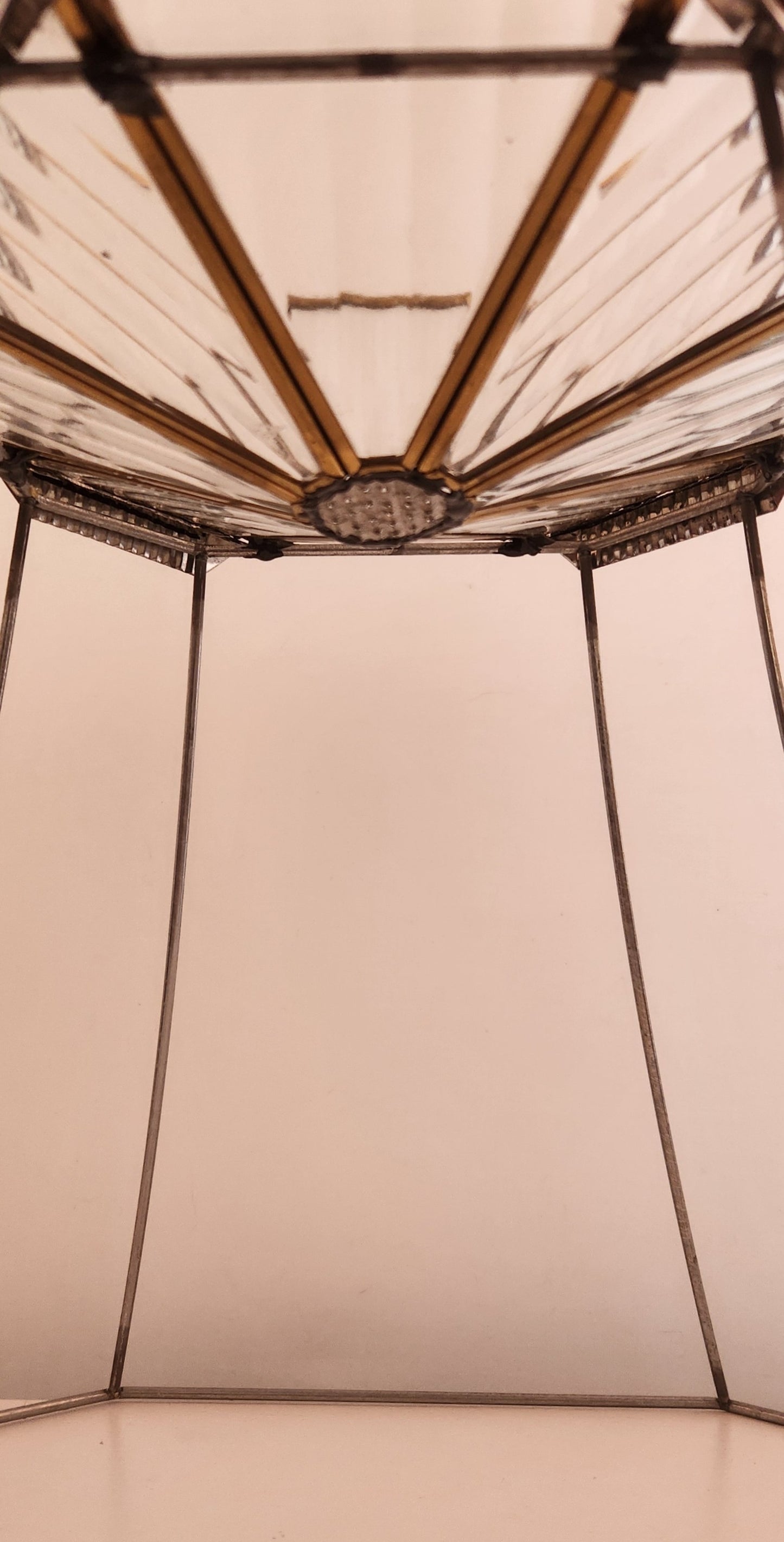 Art Deco Style Glass and Metal Repurposed Lamp Shade Planter