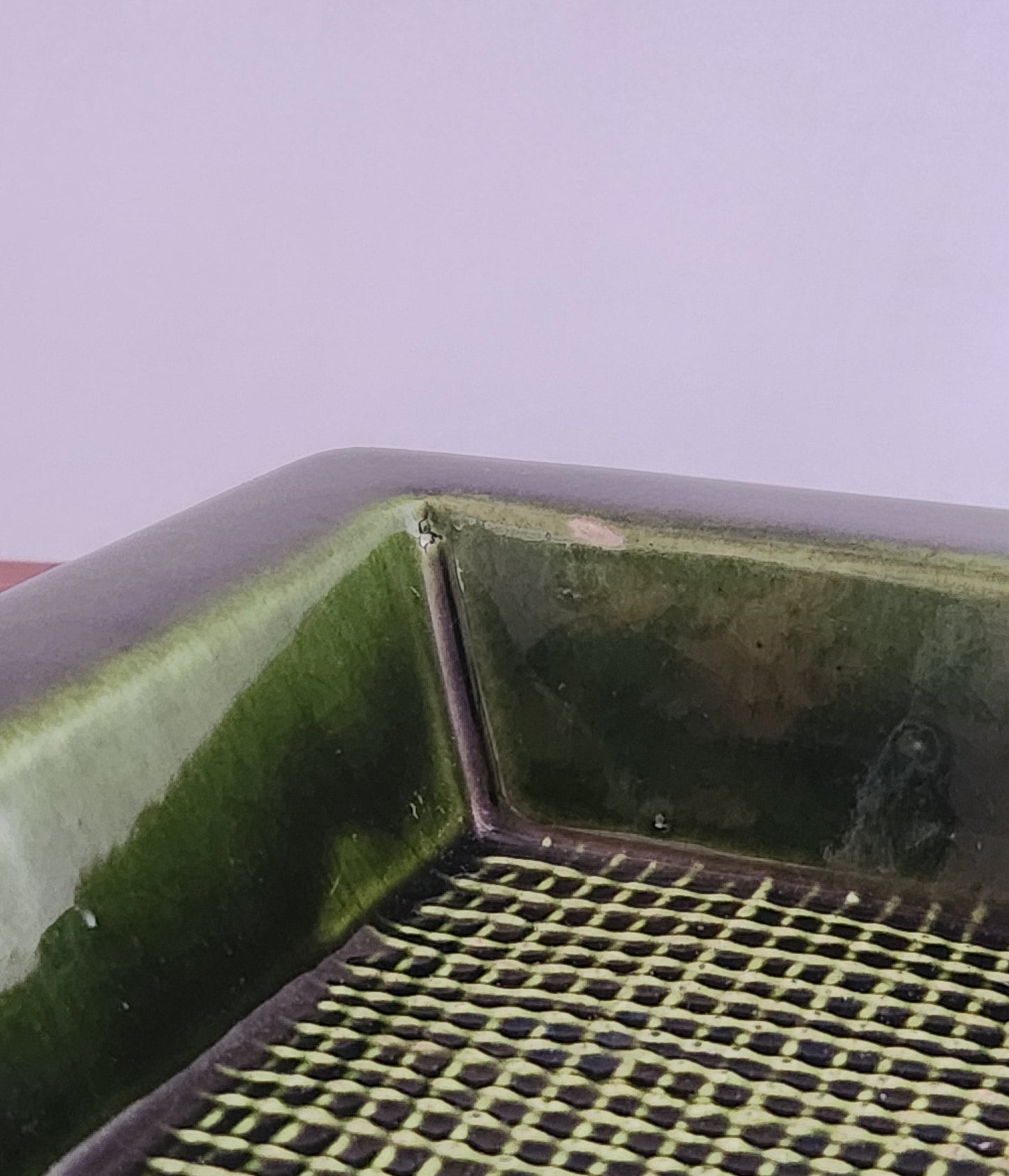 Vintage Lane Ceramics Avocado Green Glazed Square Ashtray