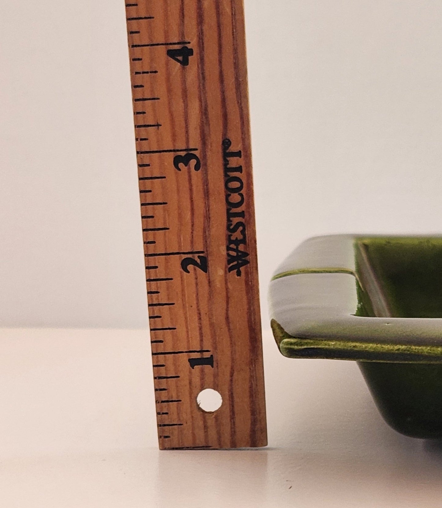 Vintage Lane Ceramics Avocado Green Glazed Square Ashtray