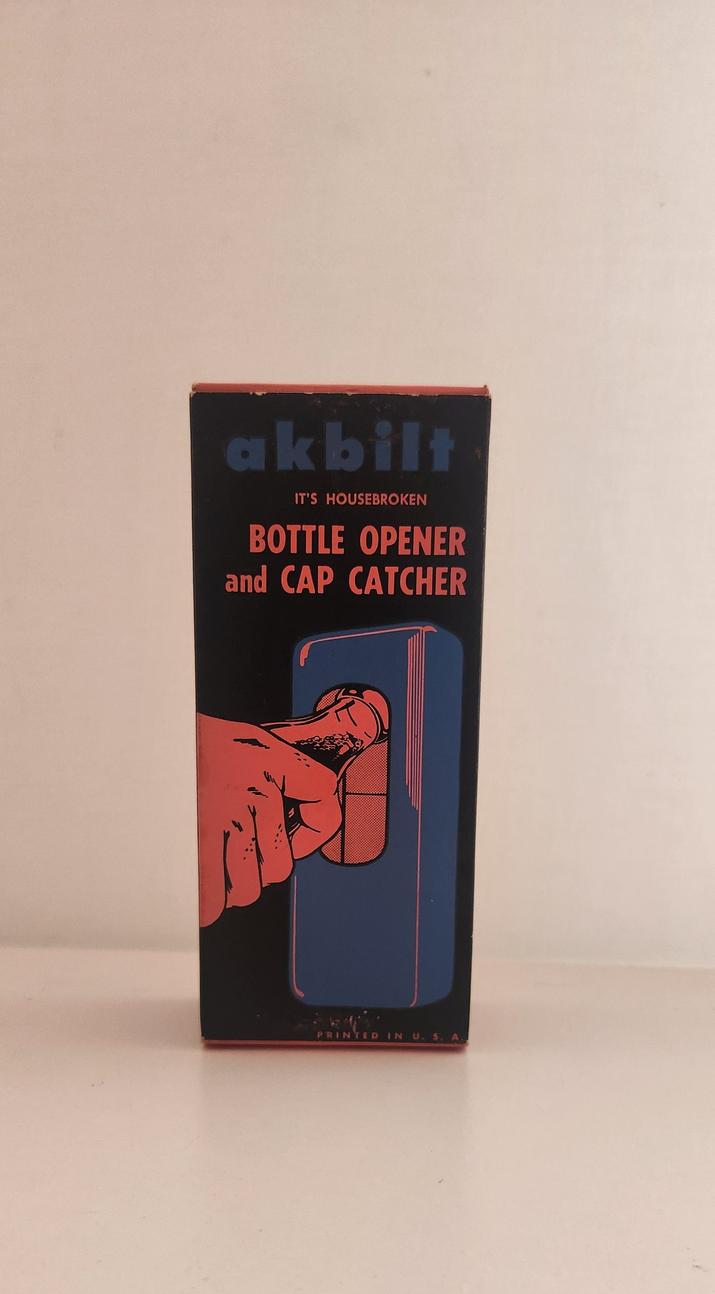Vintage Akbilt Metal Wall Mount Bottle Opener and Cap Catcher - Pale Pink