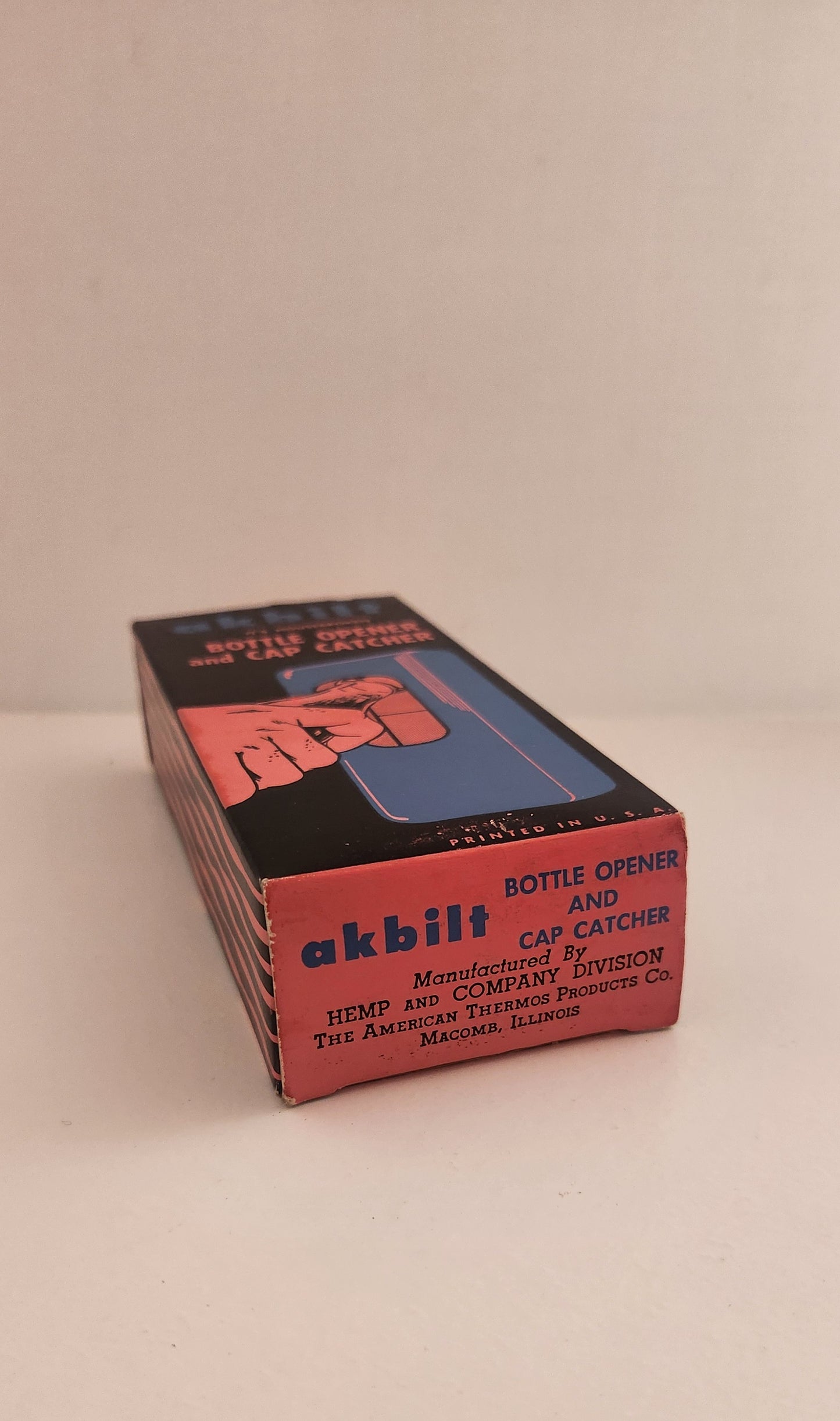 Vintage Akbilt Metal Wall Mount Bottle Opener and Cap Catcher - Pale Pink