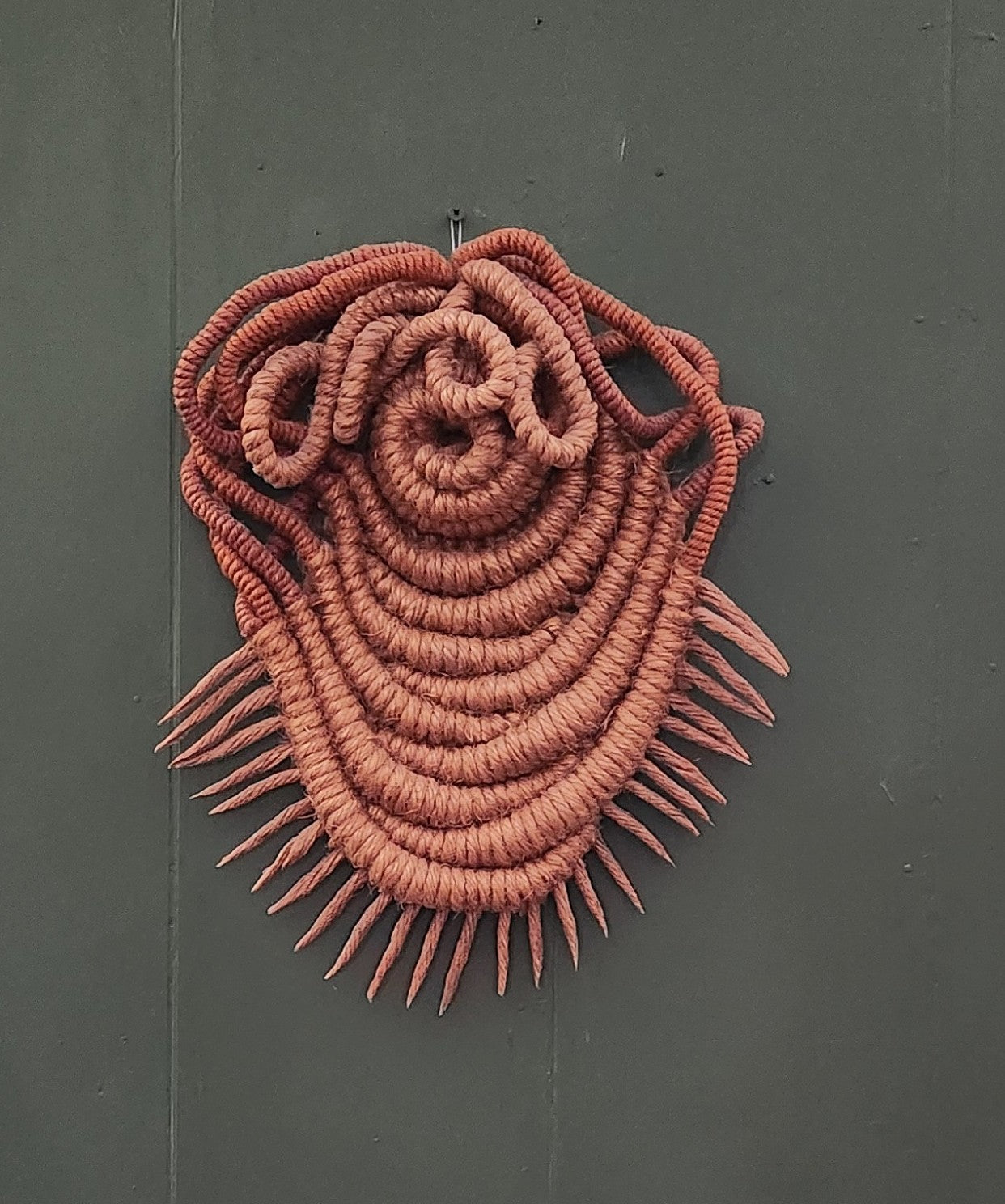 Handcrafted Jute Rope Fiber Art Abstract Wall Sculpture