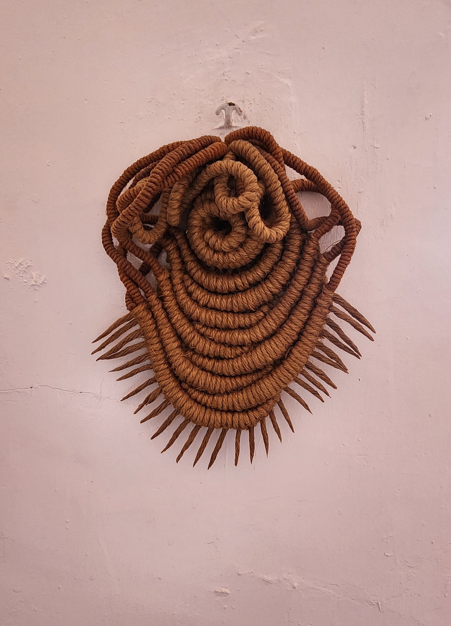Handcrafted Jute Rope Fiber Art Abstract Wall Sculpture
