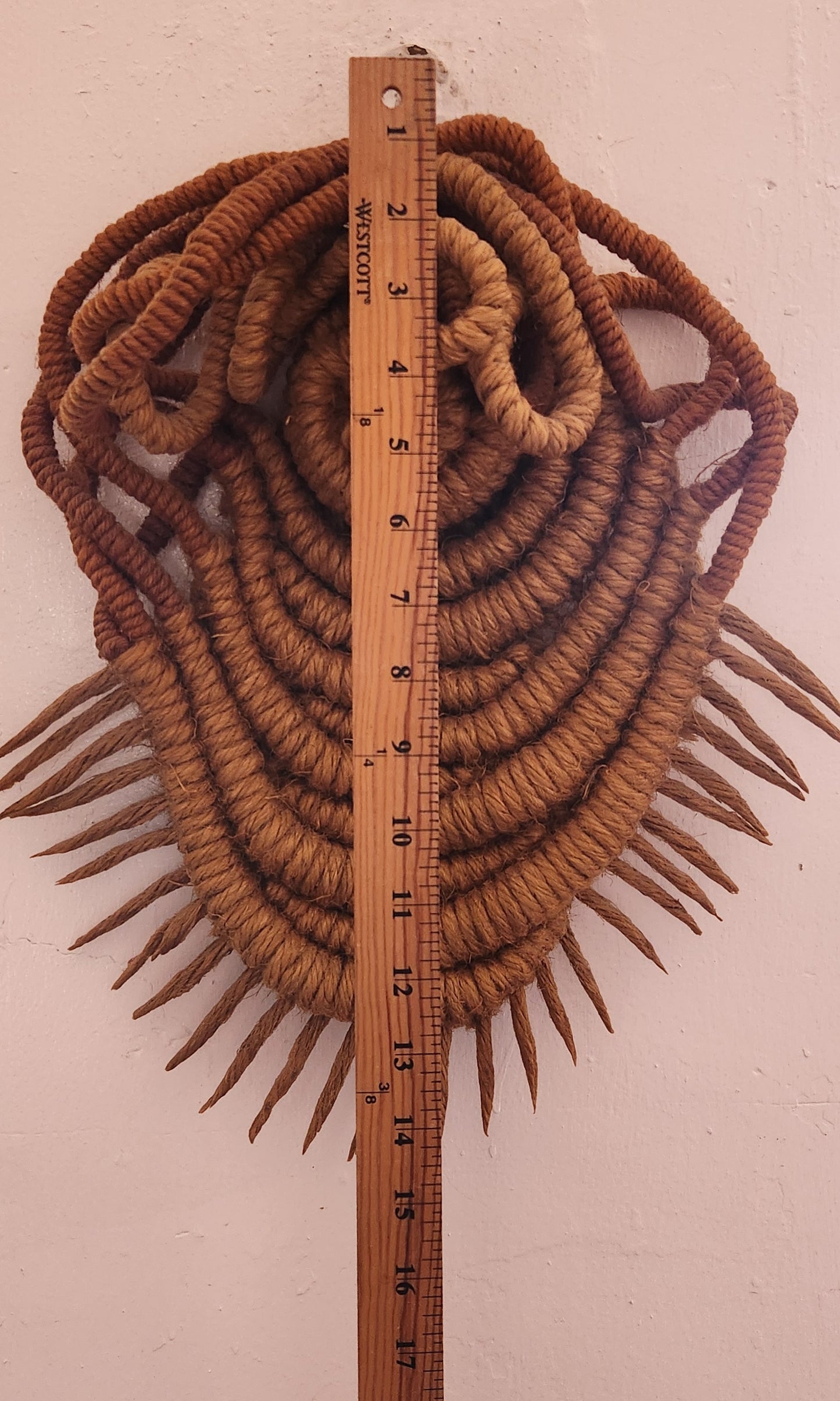 Handcrafted Jute Rope Fiber Art Abstract Wall Sculpture