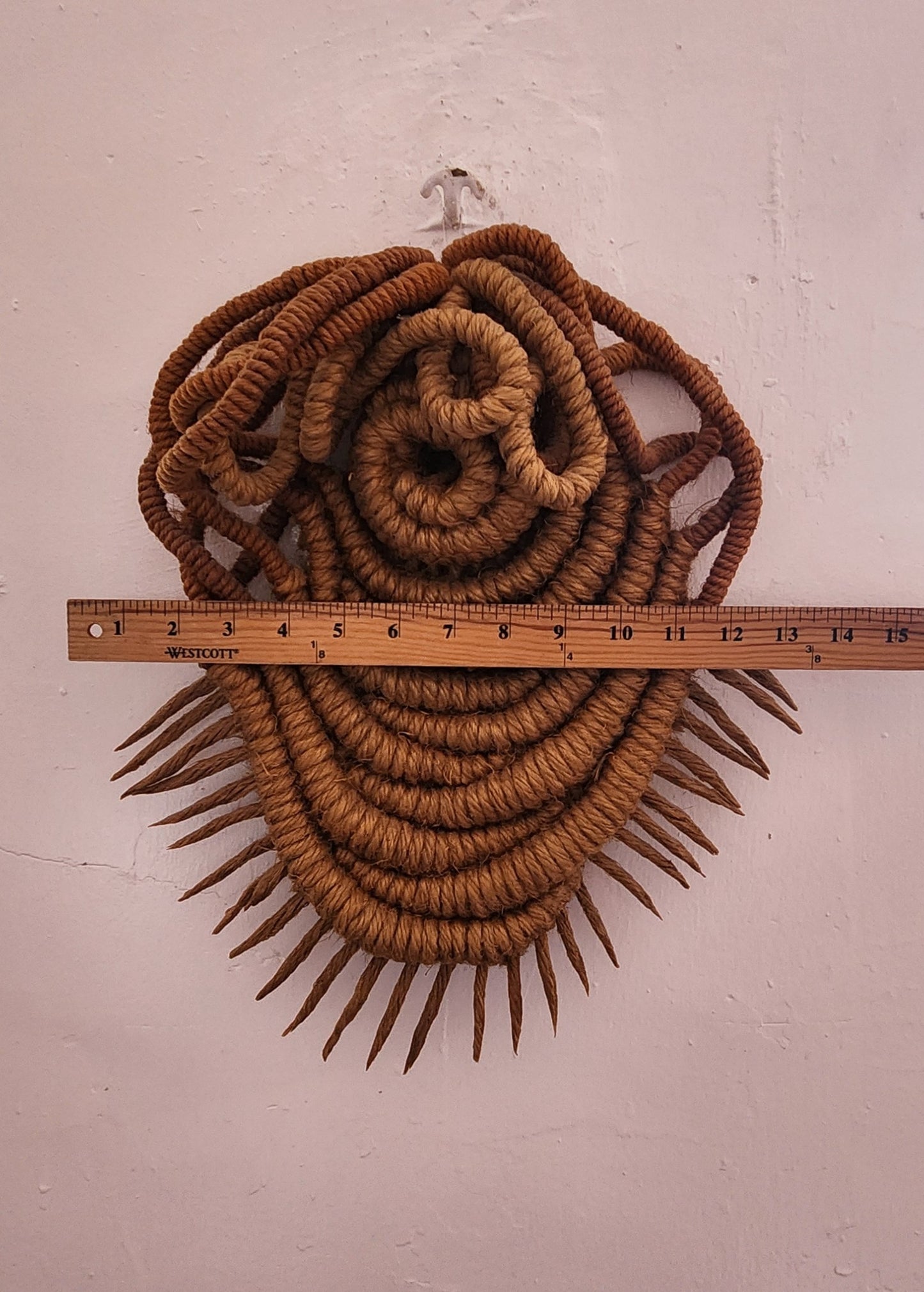 Handcrafted Jute Rope Fiber Art Abstract Wall Sculpture