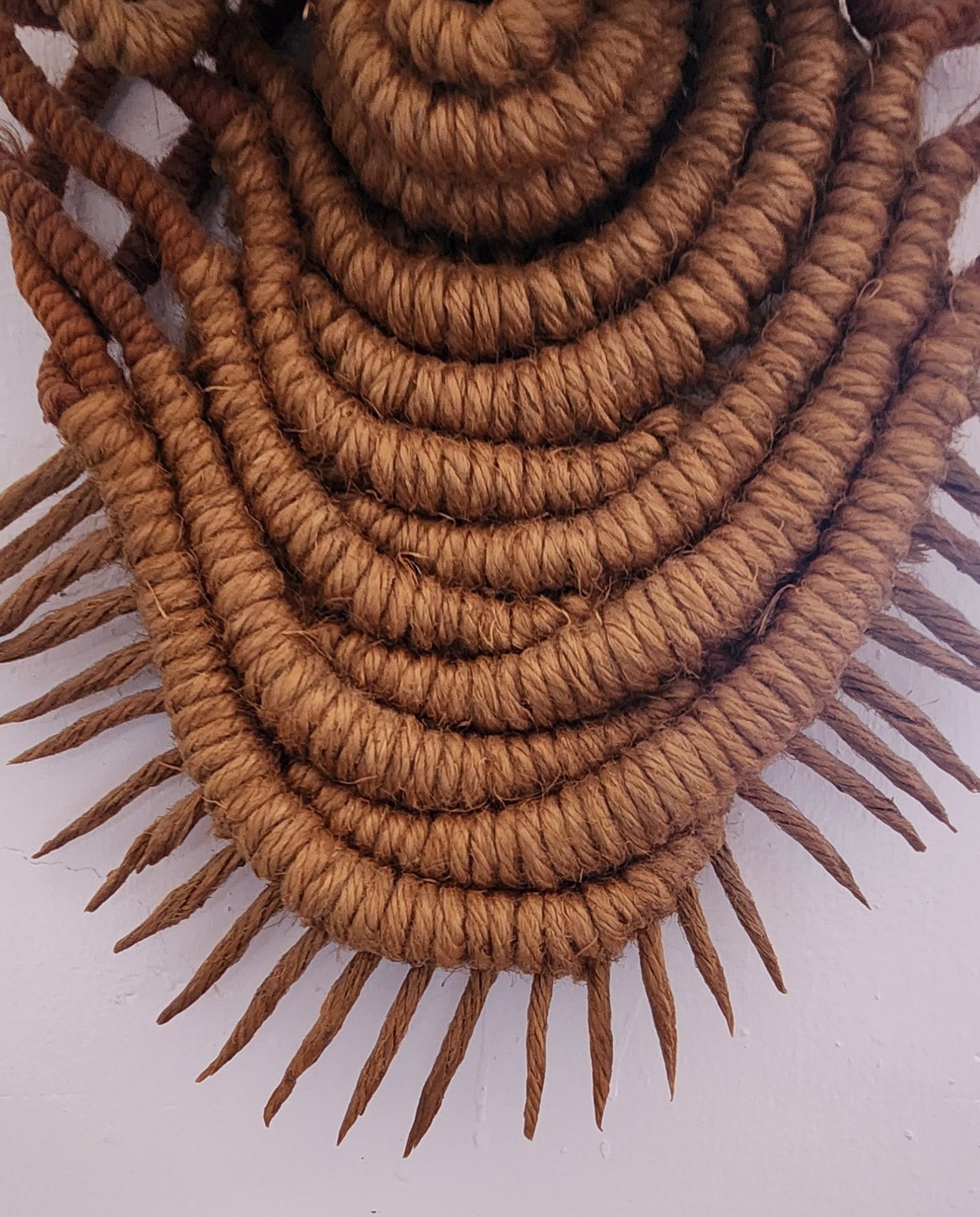 Handcrafted Jute Rope Fiber Art Abstract Wall Sculpture