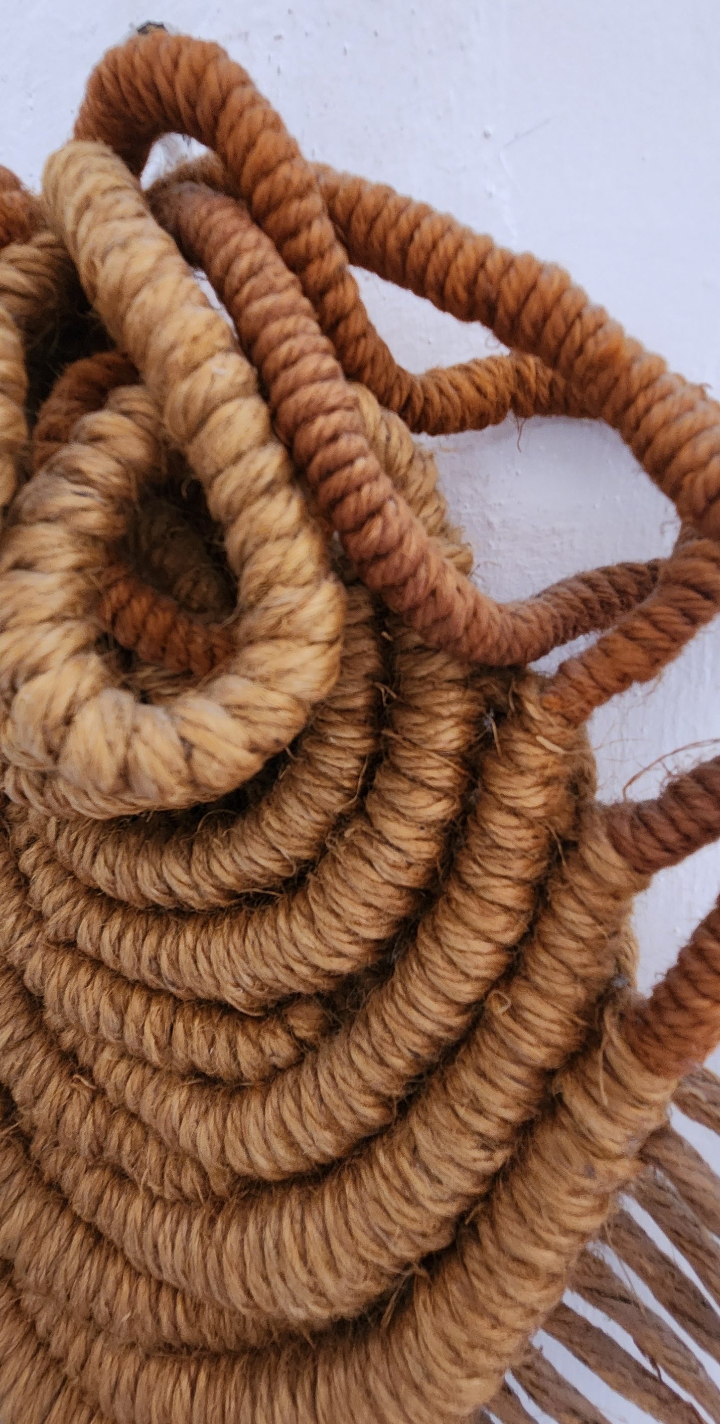 Handcrafted Jute Rope Fiber Art Abstract Wall Sculpture