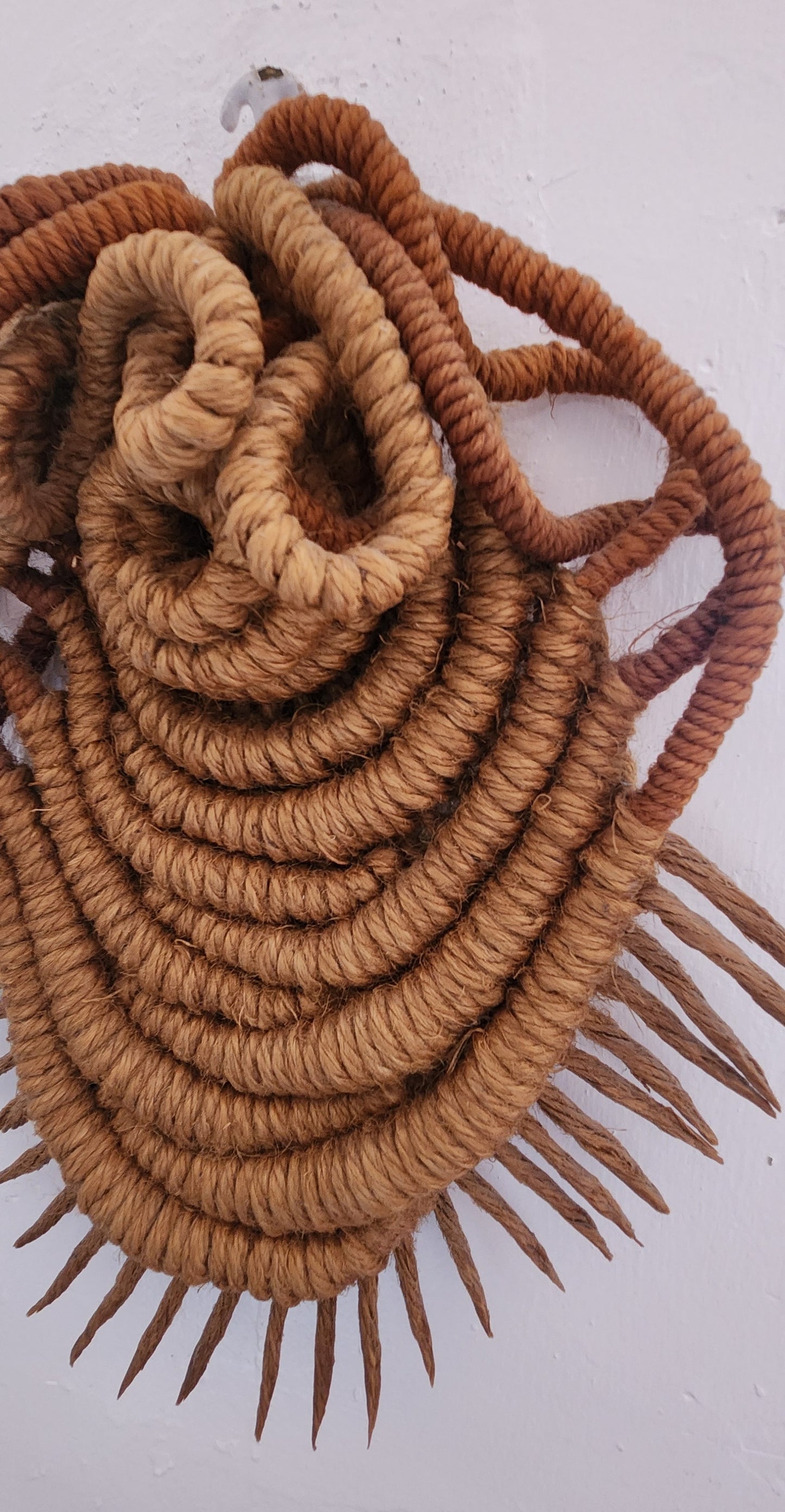 Handcrafted Jute Rope Fiber Art Abstract Wall Sculpture