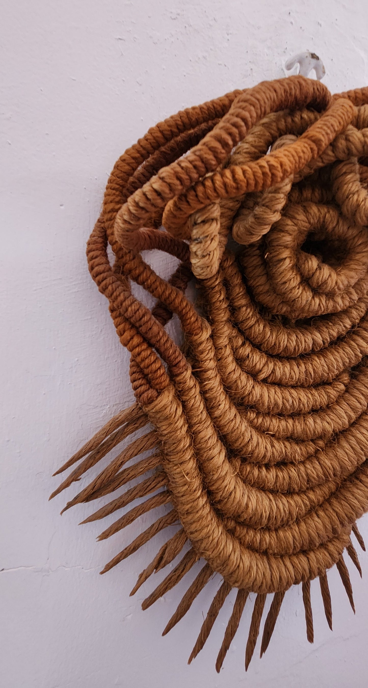 Handcrafted Jute Rope Fiber Art Abstract Wall Sculpture
