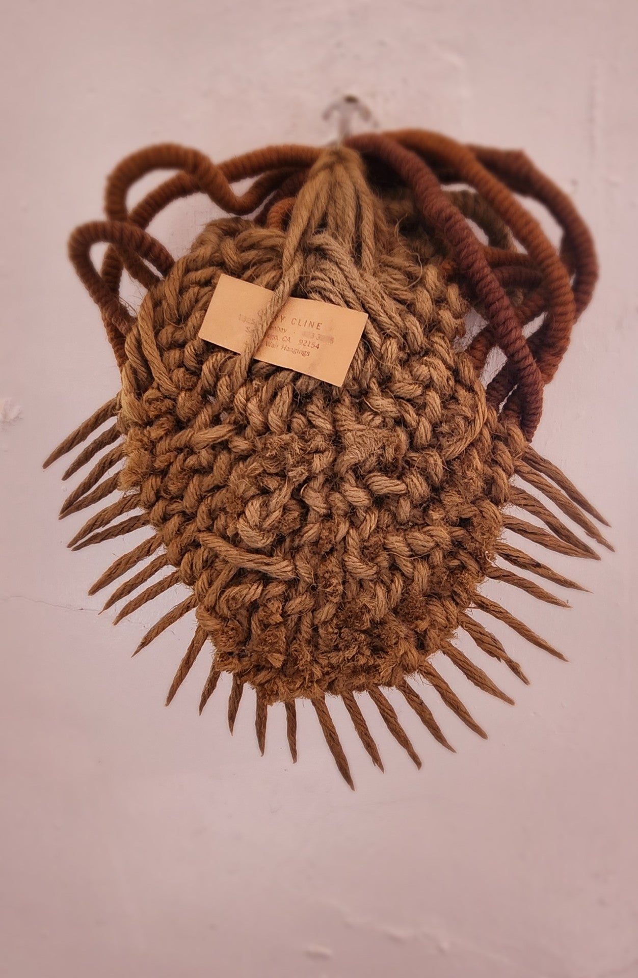 Handcrafted Jute Rope Fiber Art Abstract Wall Sculpture