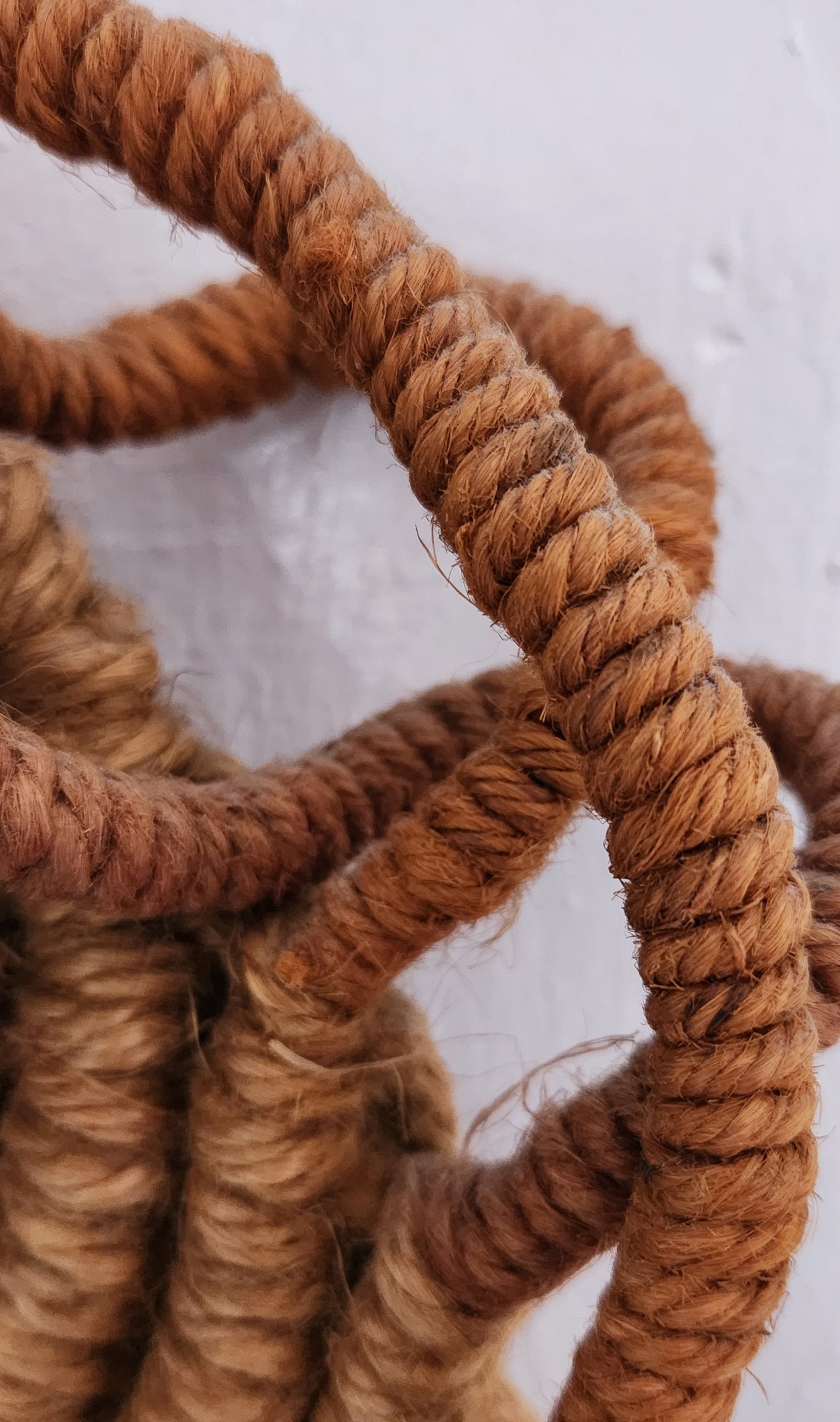 Handcrafted Jute Rope Fiber Art Abstract Wall Sculpture