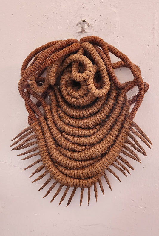 Handcrafted Jute Rope Fiber Art Abstract Wall Sculpture