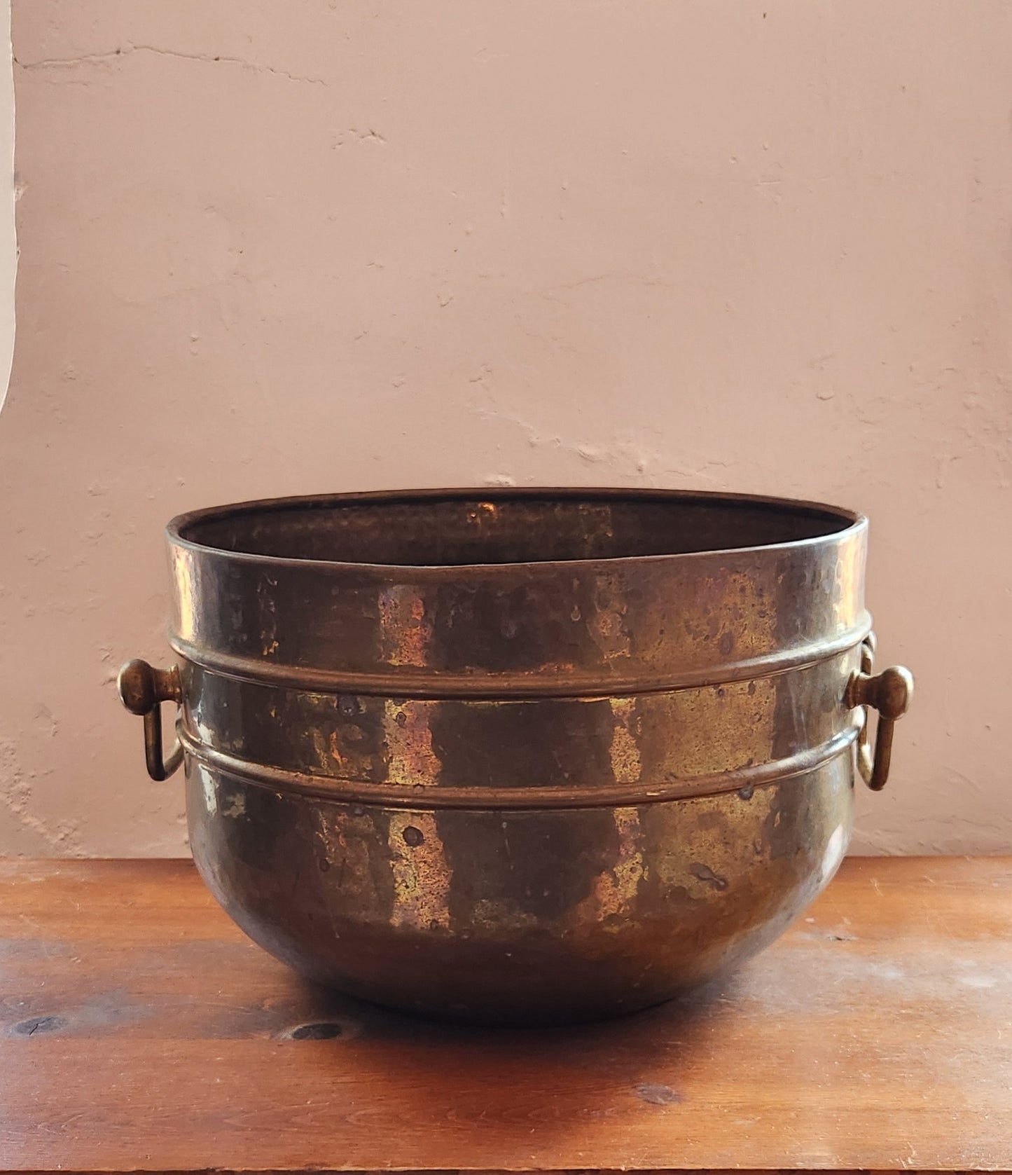 Large Vintage Brass Handled Pot
