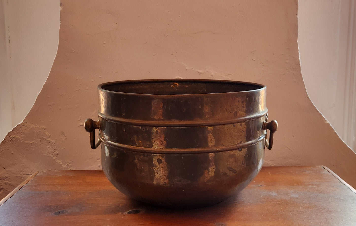 Large Vintage Brass Handled Pot
