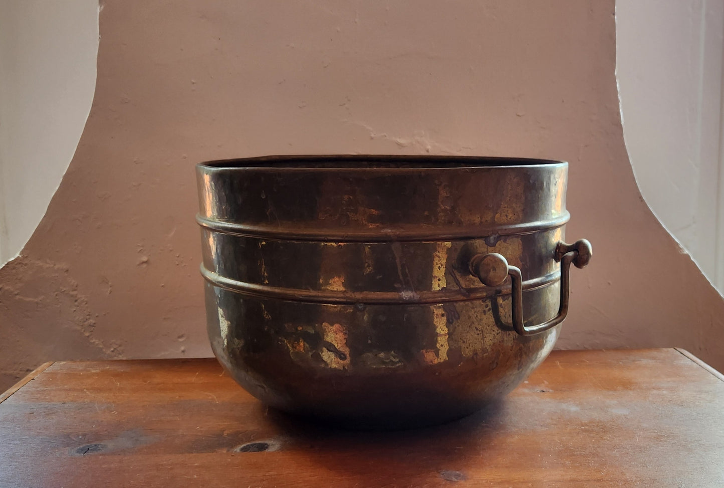 Large Vintage Brass Handled Pot