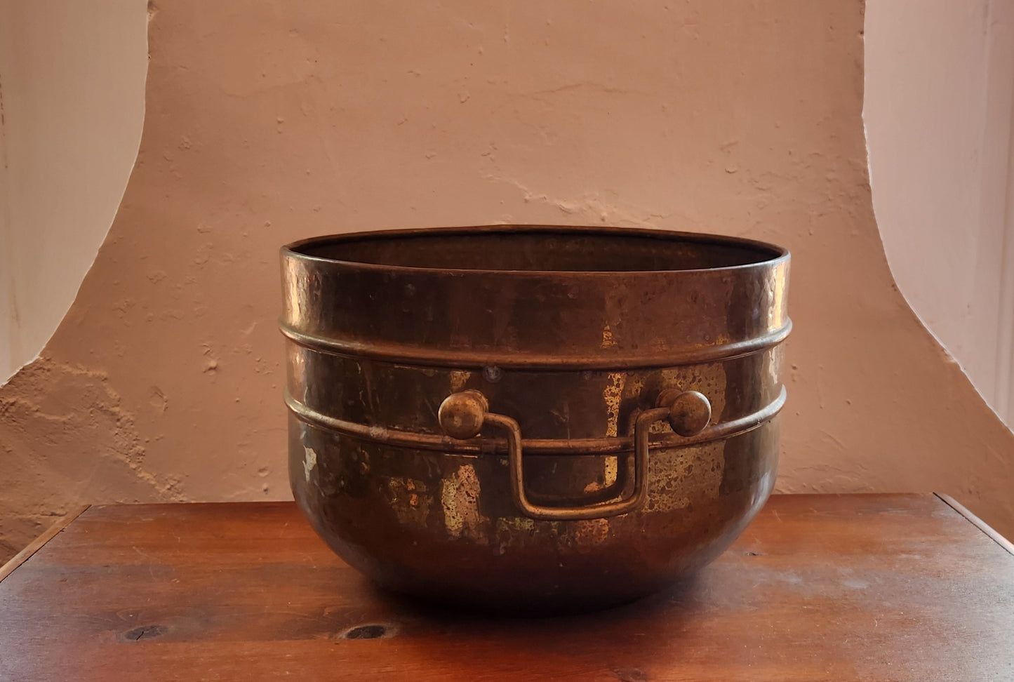 Large Vintage Brass Handled Pot